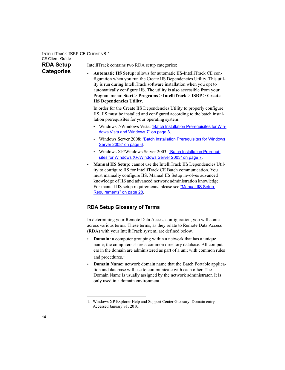 Rda setup categories, Rda setup glossary of terms | IntelliTrack Inventory Shipping Receiving Picking (ISRP) User Manual | Page 26 / 172