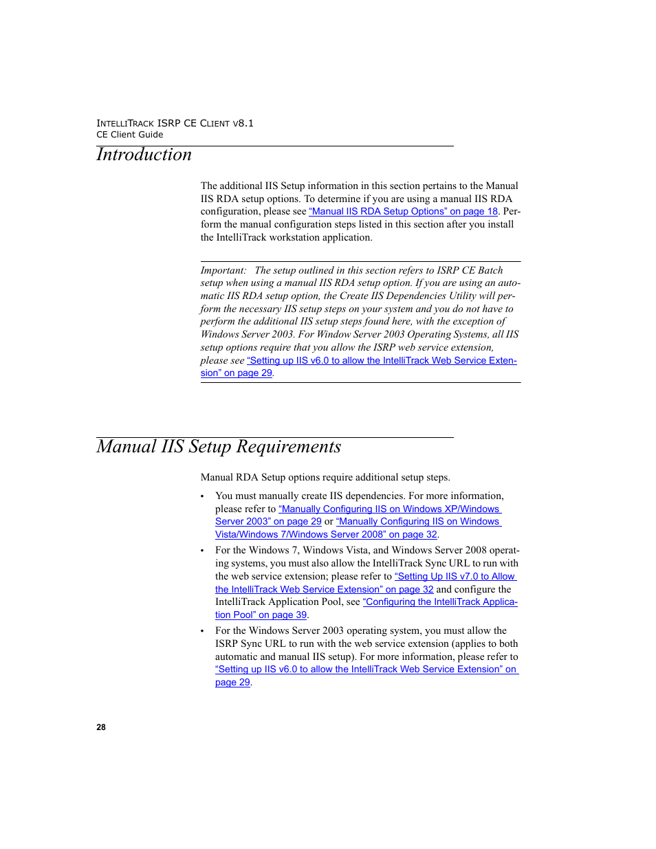Introduction, Manual iis setup requirements, Introduction manual iis setup requirements | Manual iis setup | IntelliTrack Inventory Shipping Receiving Picking (ISRP) User Manual | Page 40 / 172