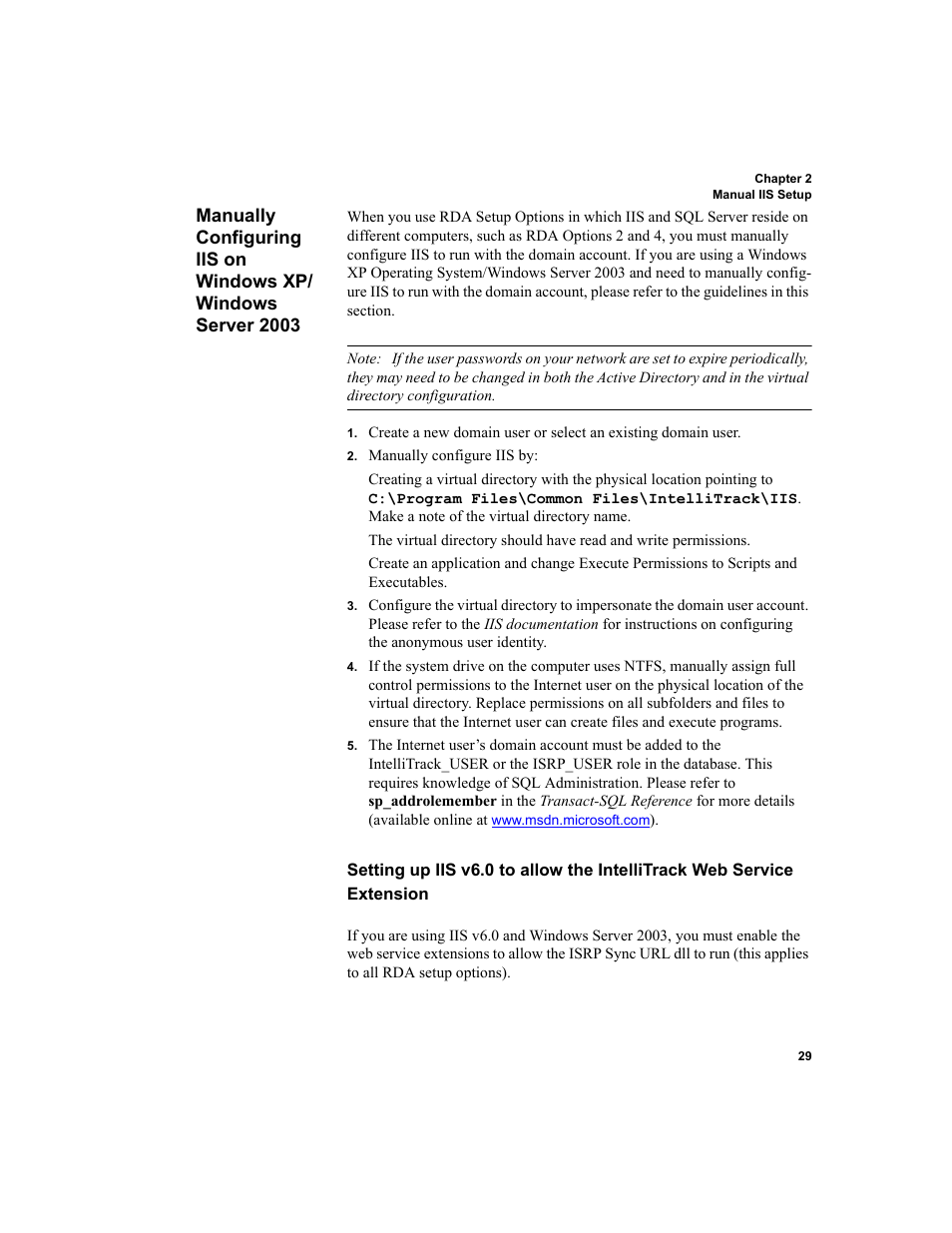 Manually configuring iis on windows xp/windows, Server 2003, R to | IntelliTrack Inventory Shipping Receiving Picking (ISRP) User Manual | Page 41 / 172