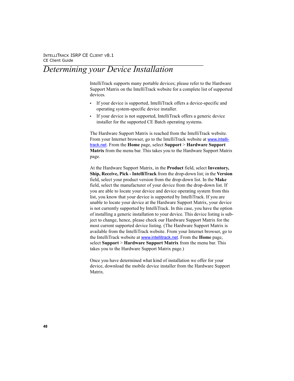 Determining your device installation, Determining your | IntelliTrack Inventory Shipping Receiving Picking (ISRP) User Manual | Page 60 / 172