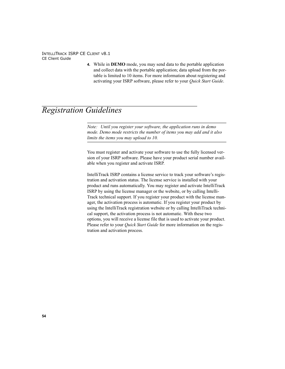 Registration guidelines | IntelliTrack Inventory Shipping Receiving Picking (ISRP) User Manual | Page 66 / 172