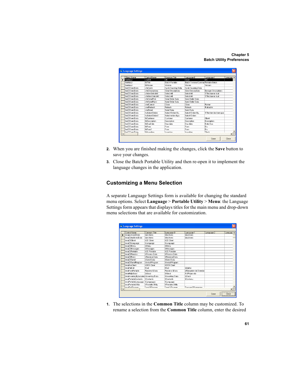 Customizing a menu selection | IntelliTrack Inventory Shipping Receiving Picking (ISRP) User Manual | Page 73 / 172