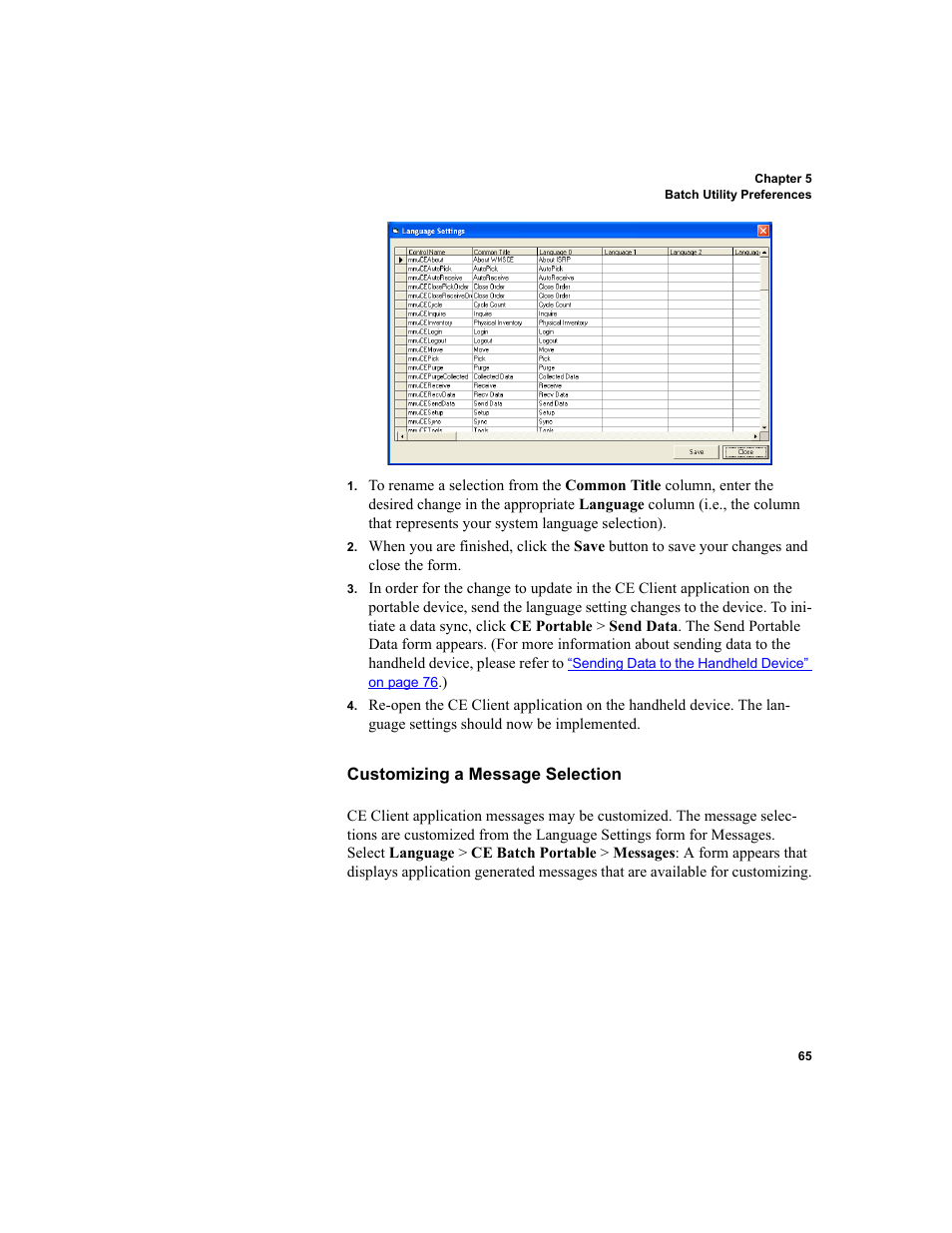 Customizing a message selection | IntelliTrack Inventory Shipping Receiving Picking (ISRP) User Manual | Page 77 / 172