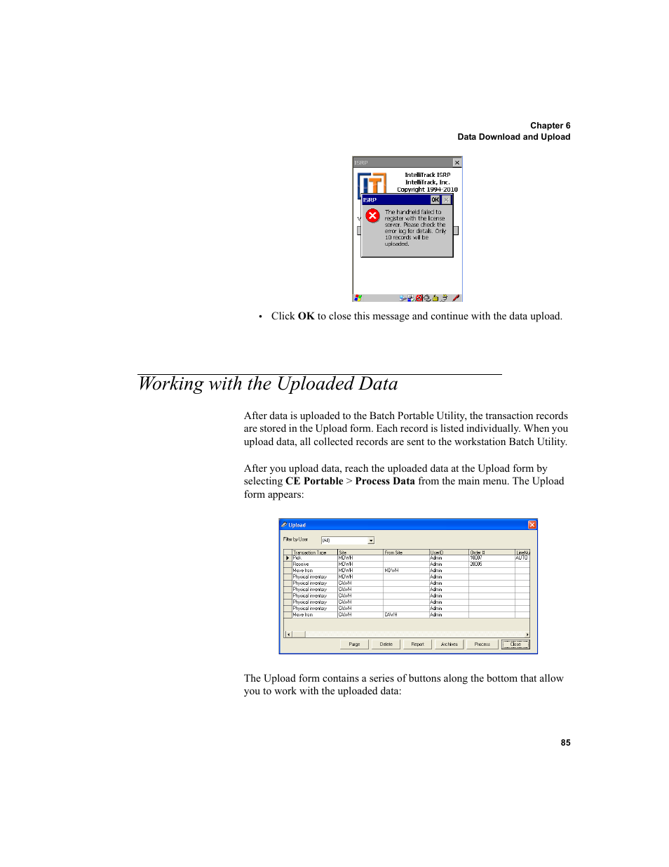 Working with the uploaded data | IntelliTrack Inventory Shipping Receiving Picking (ISRP) User Manual | Page 97 / 172