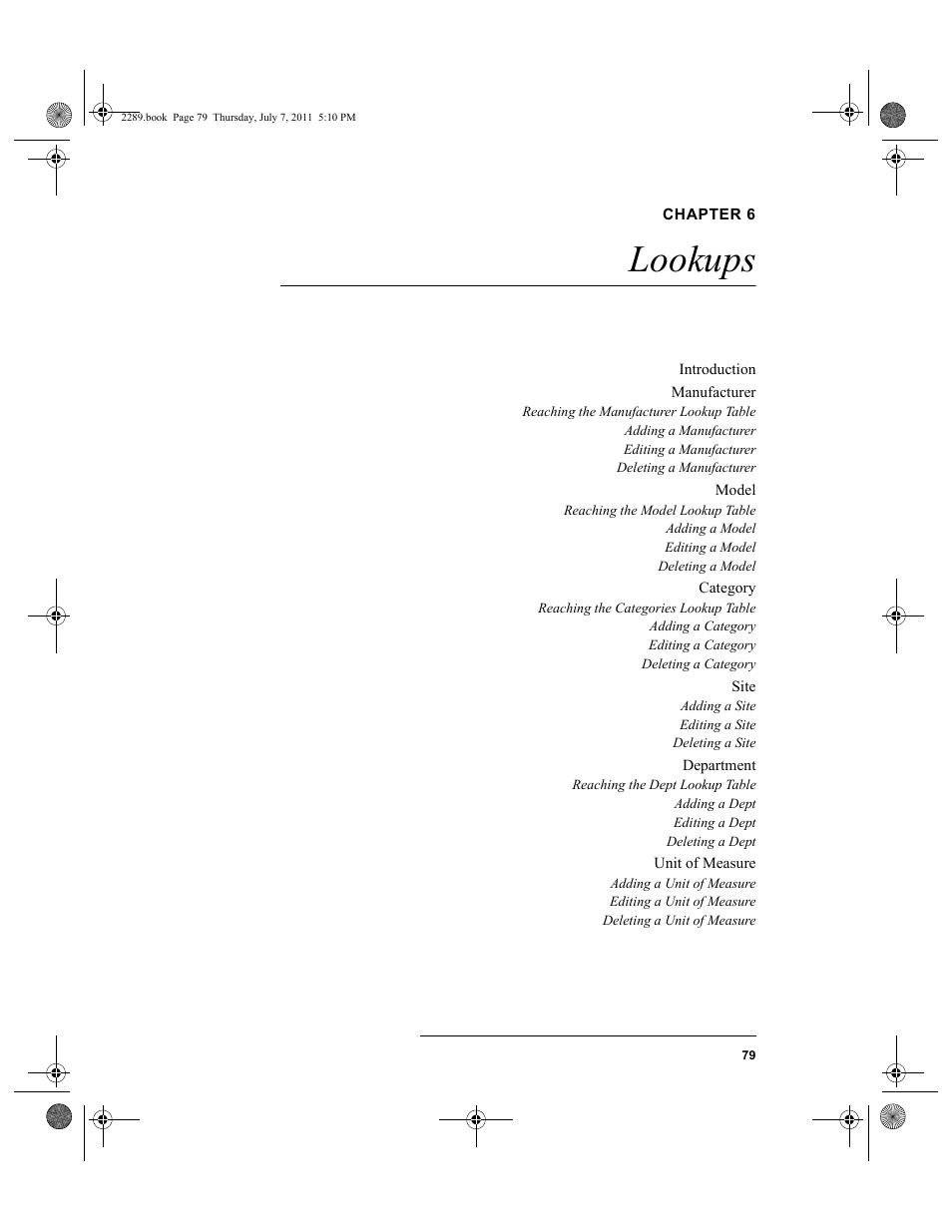 Chapter 6, Lookups, Chapter 6: lookups | Es. please see, Lookups” on | IntelliTrack Stockroom Inventory User Manual | Page 107 / 424