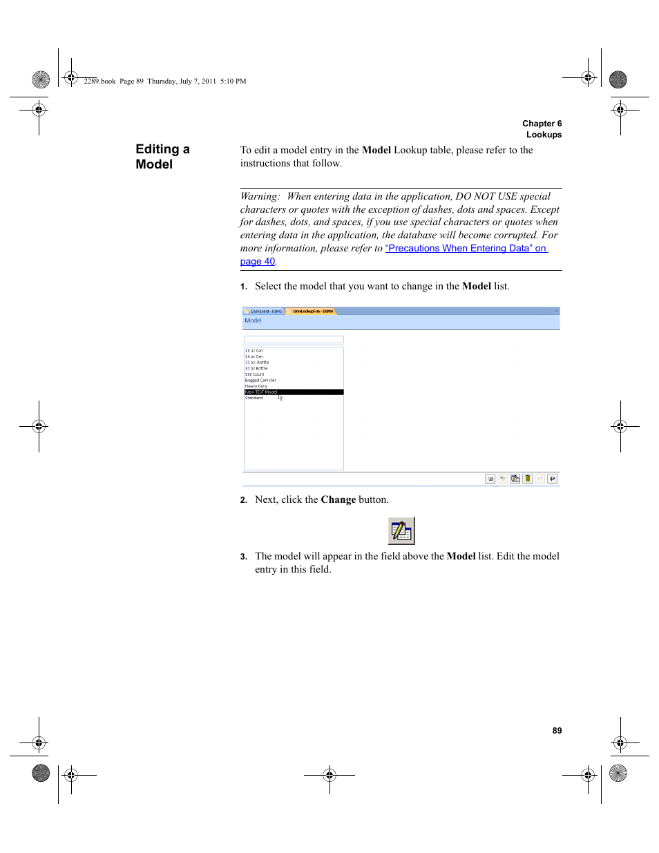 Editing a model | IntelliTrack Stockroom Inventory User Manual | Page 117 / 424