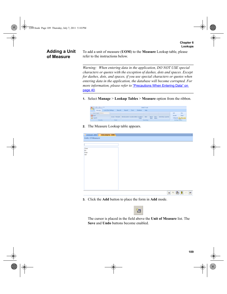 Adding a unit of measure | IntelliTrack Stockroom Inventory User Manual | Page 137 / 424
