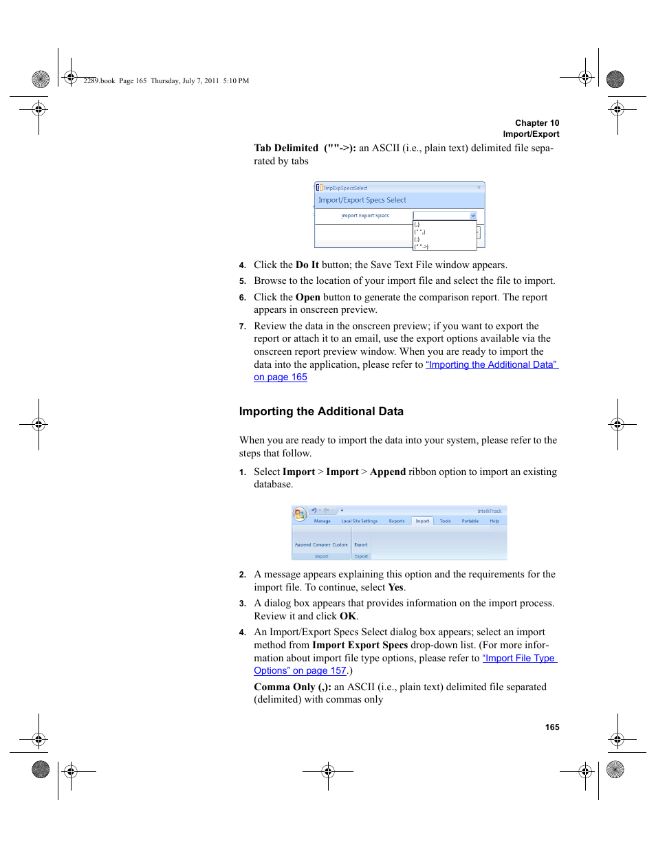 Importing the additional data | IntelliTrack Stockroom Inventory User Manual | Page 193 / 424