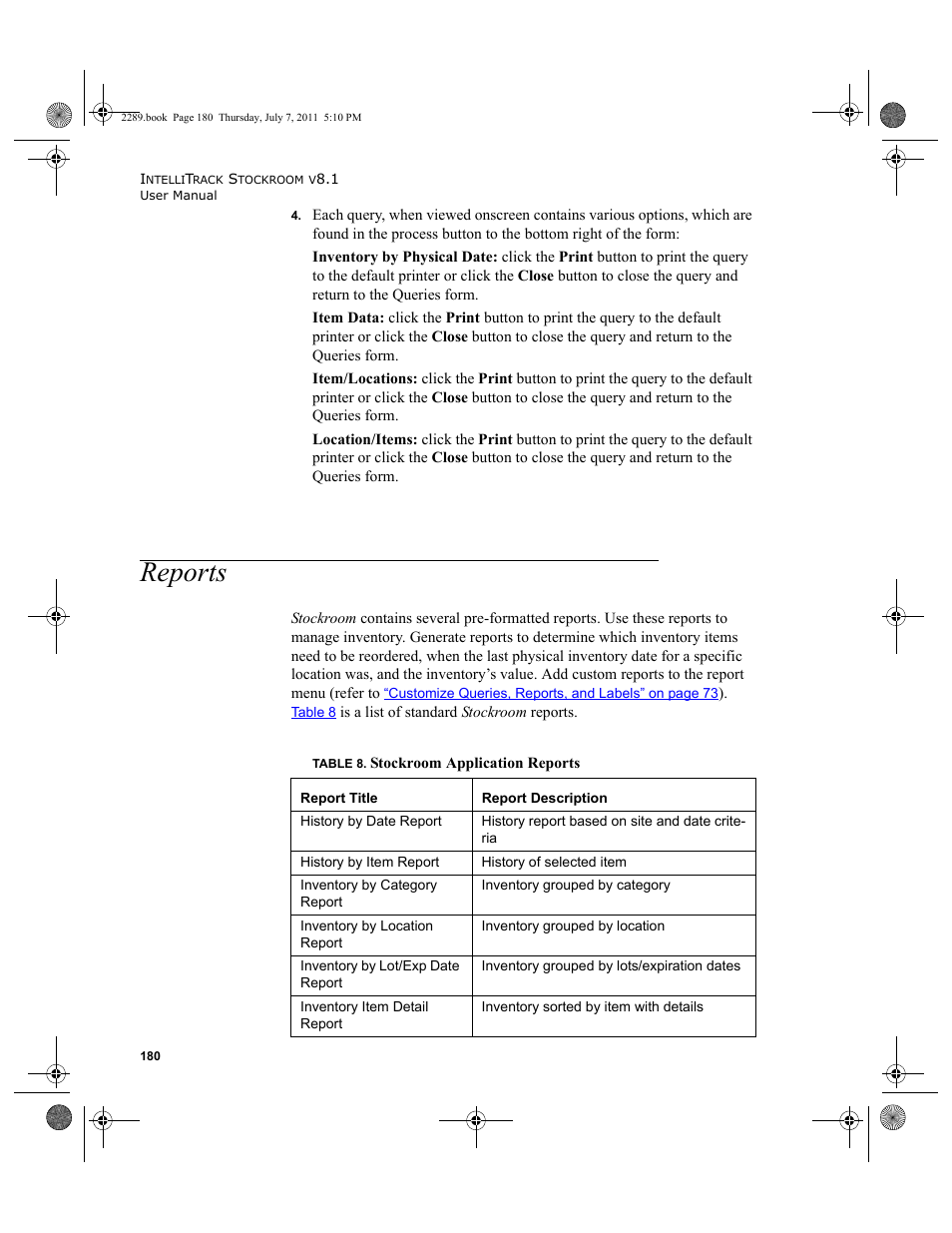 Reports | IntelliTrack Stockroom Inventory User Manual | Page 208 / 424