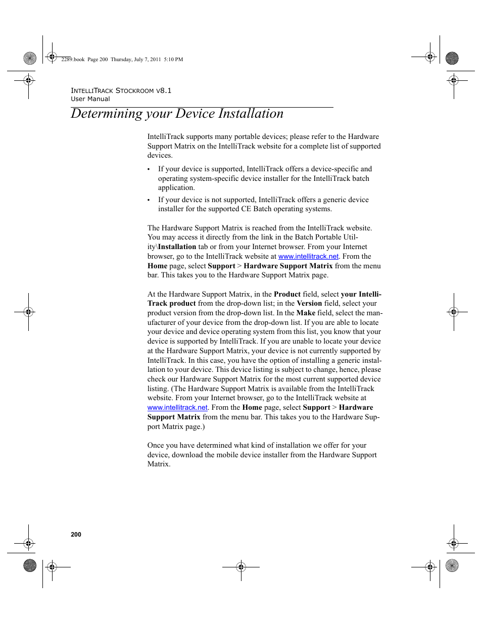 Determining your device installation, Determining your | IntelliTrack Stockroom Inventory User Manual | Page 228 / 424