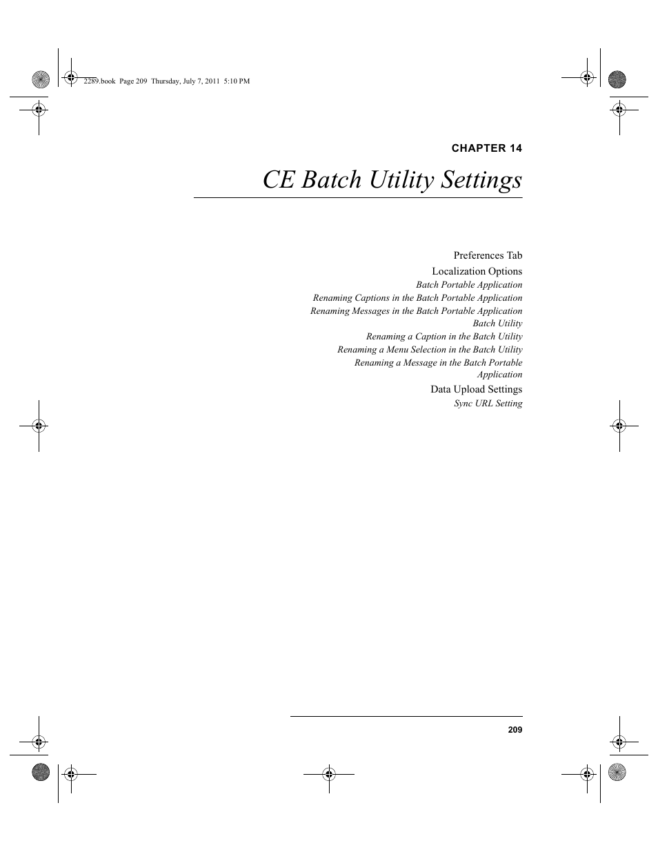 Chapter 14, Ce batch utility settings | IntelliTrack Stockroom Inventory User Manual | Page 237 / 424
