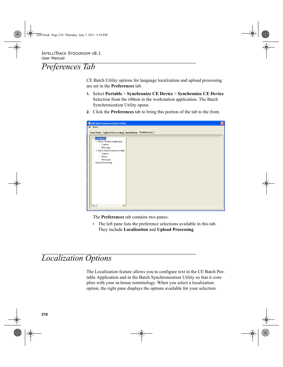 Preferences tab, Localization options, Preferences tab localization options | IntelliTrack Stockroom Inventory User Manual | Page 238 / 424
