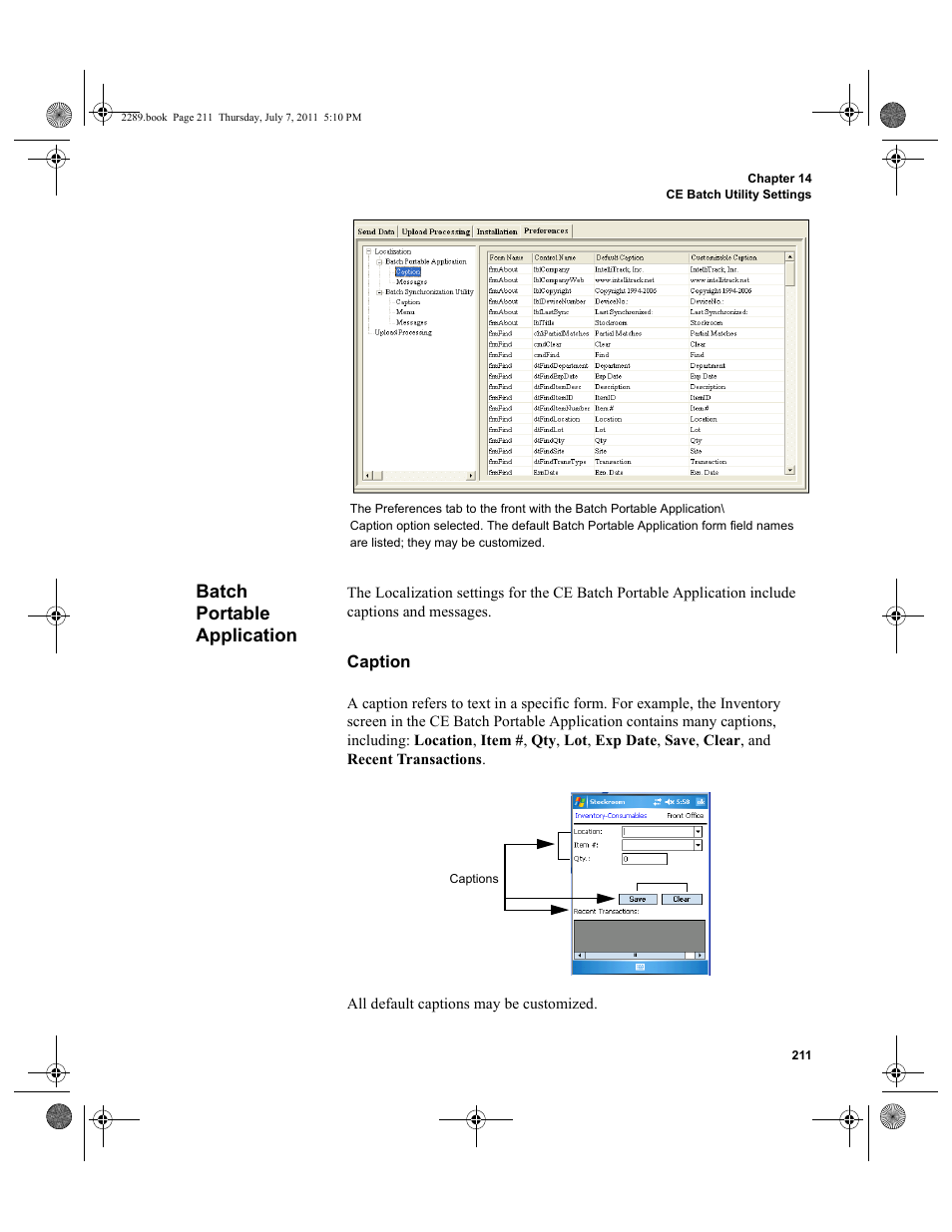 Batch portable application, Caption | IntelliTrack Stockroom Inventory User Manual | Page 239 / 424