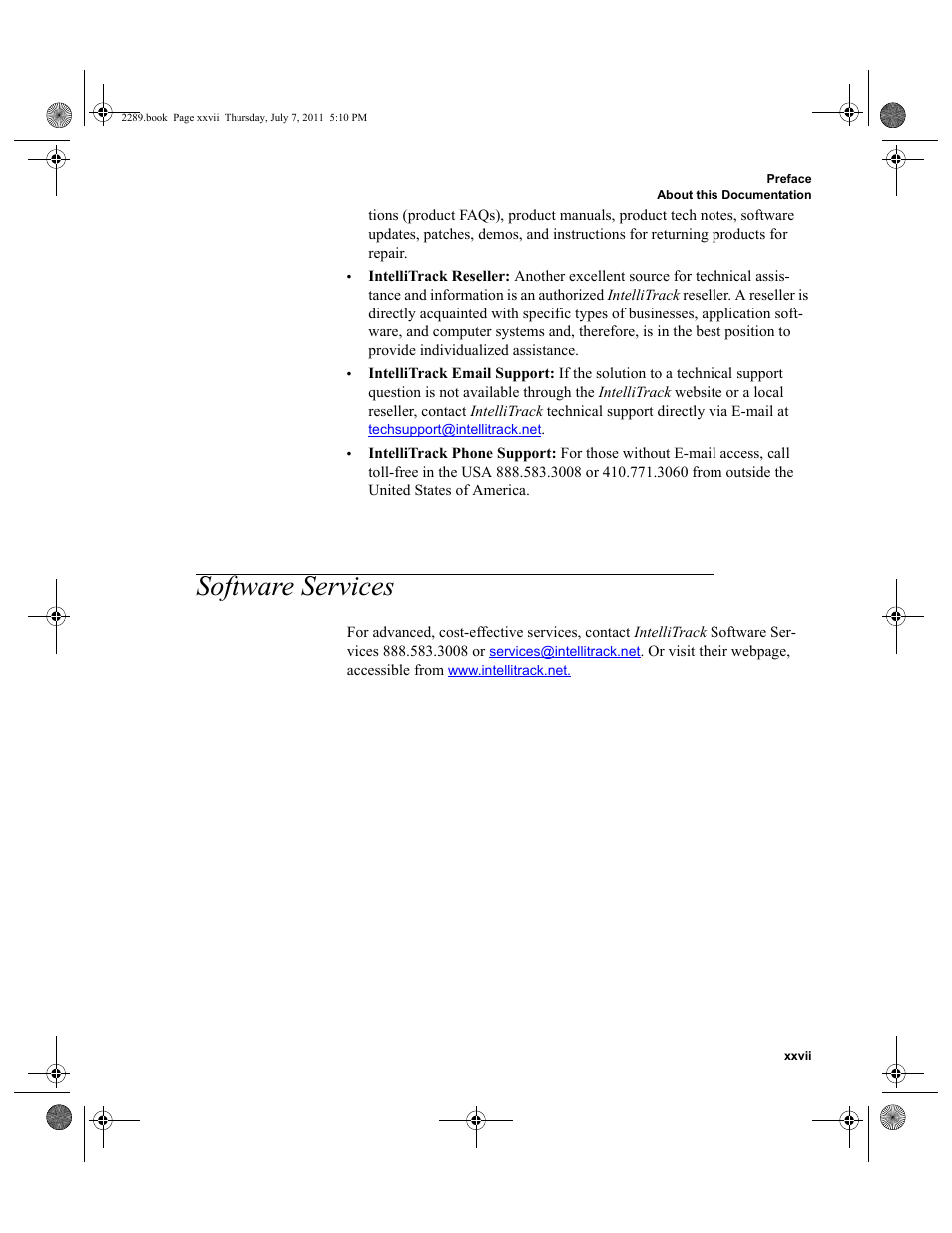 Software services | IntelliTrack Stockroom Inventory User Manual | Page 27 / 424