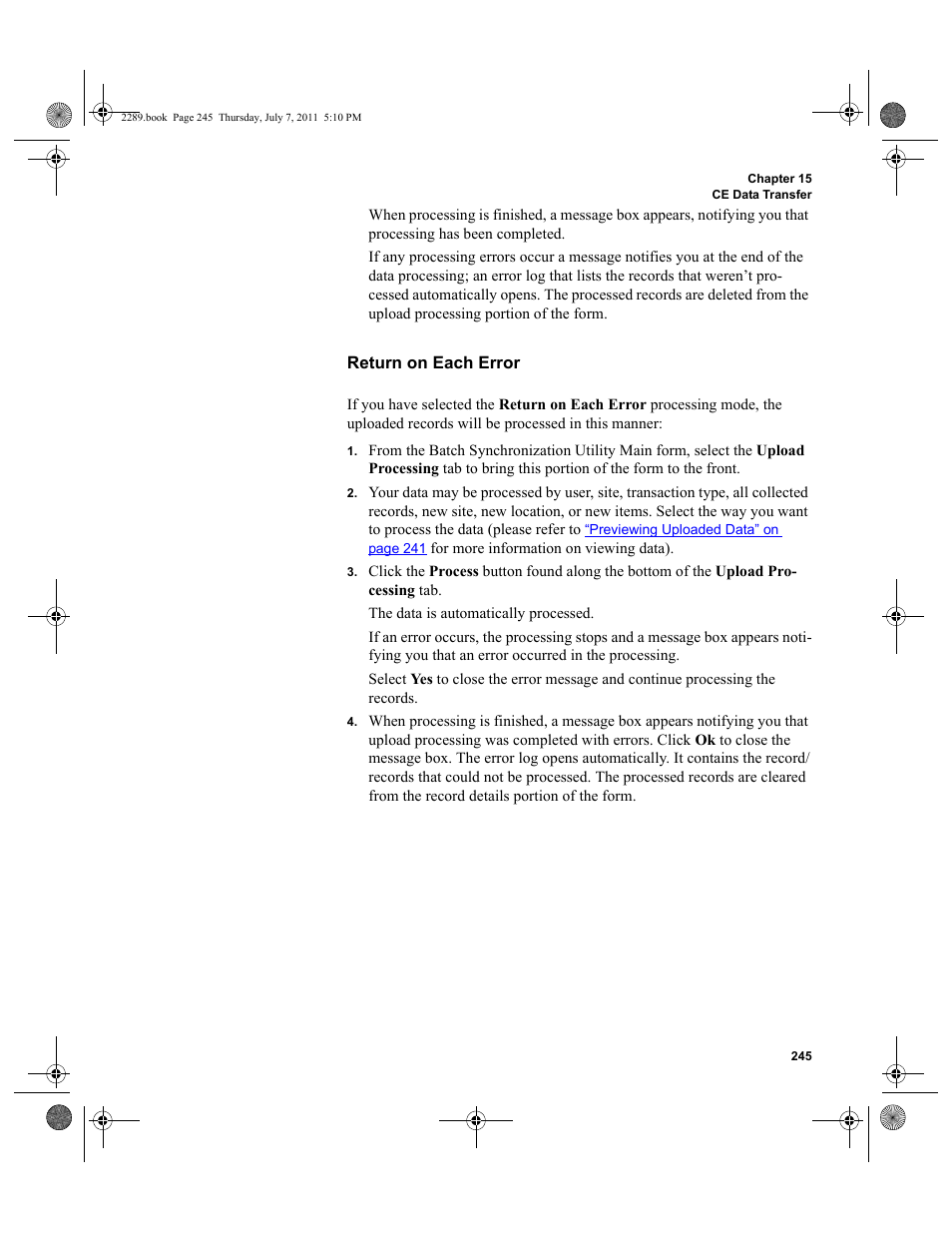 Return on each error | IntelliTrack Stockroom Inventory User Manual | Page 273 / 424