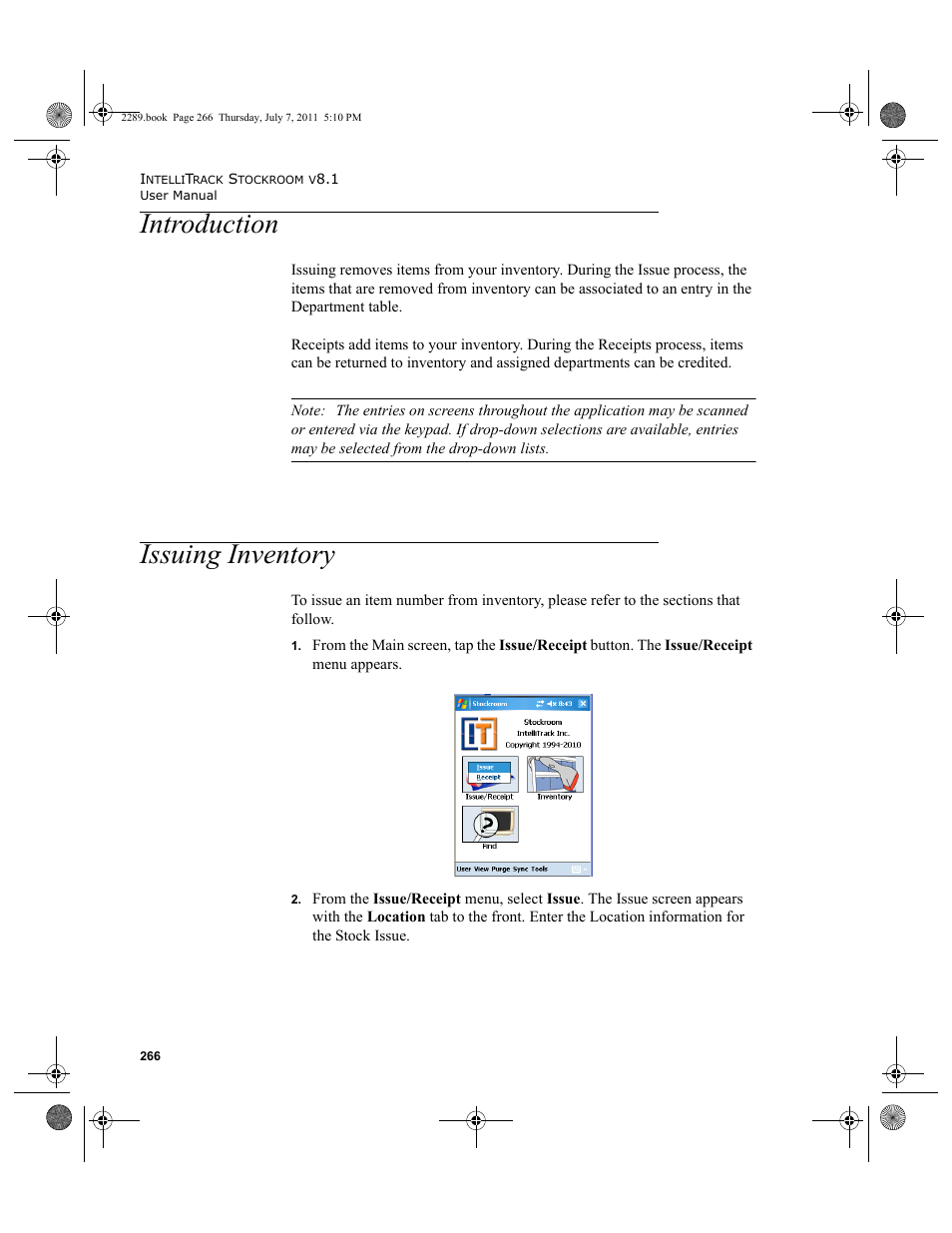 Introduction, Issuing inventory, Introduction issuing inventory | IntelliTrack Stockroom Inventory User Manual | Page 294 / 424