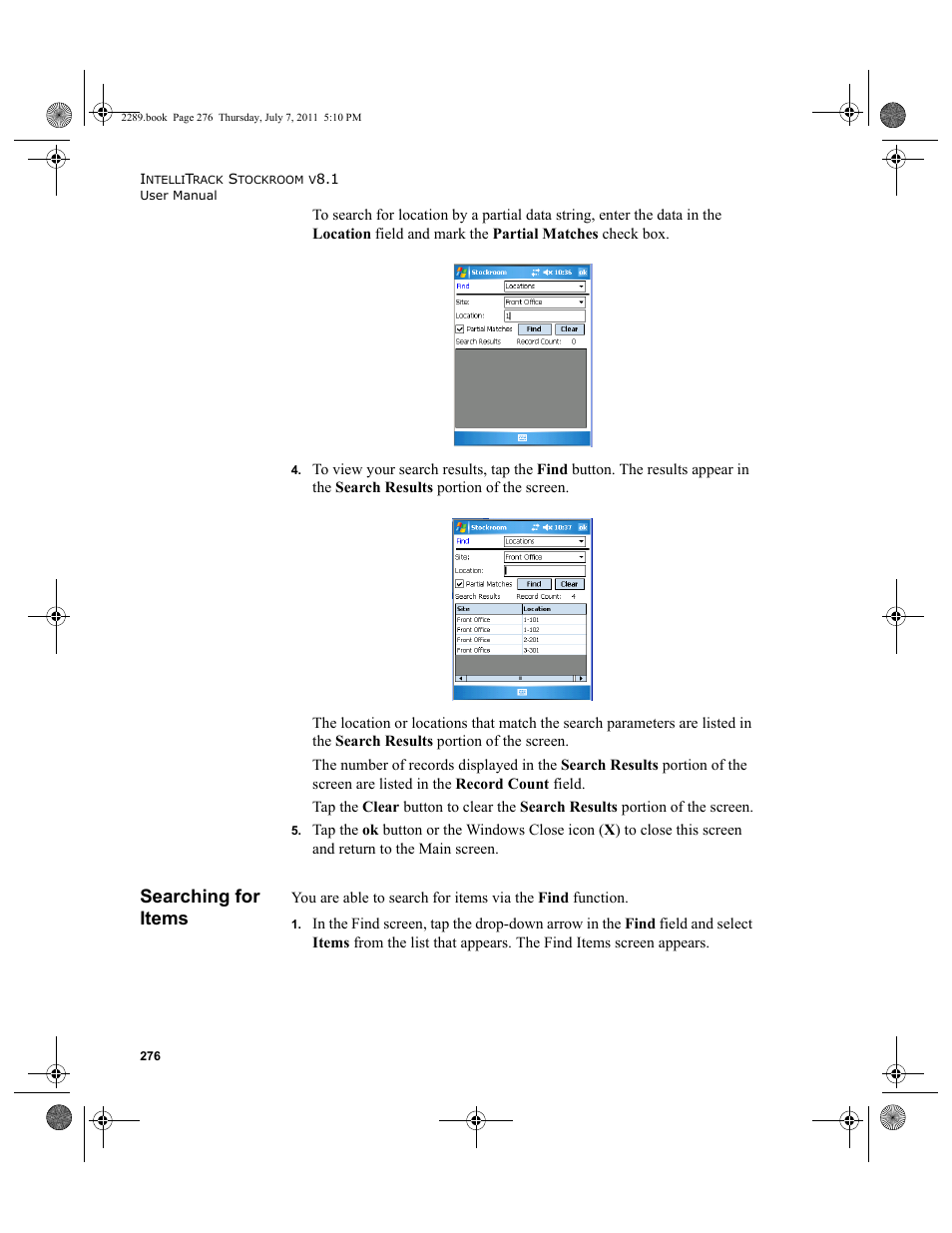 Searching for items | IntelliTrack Stockroom Inventory User Manual | Page 304 / 424