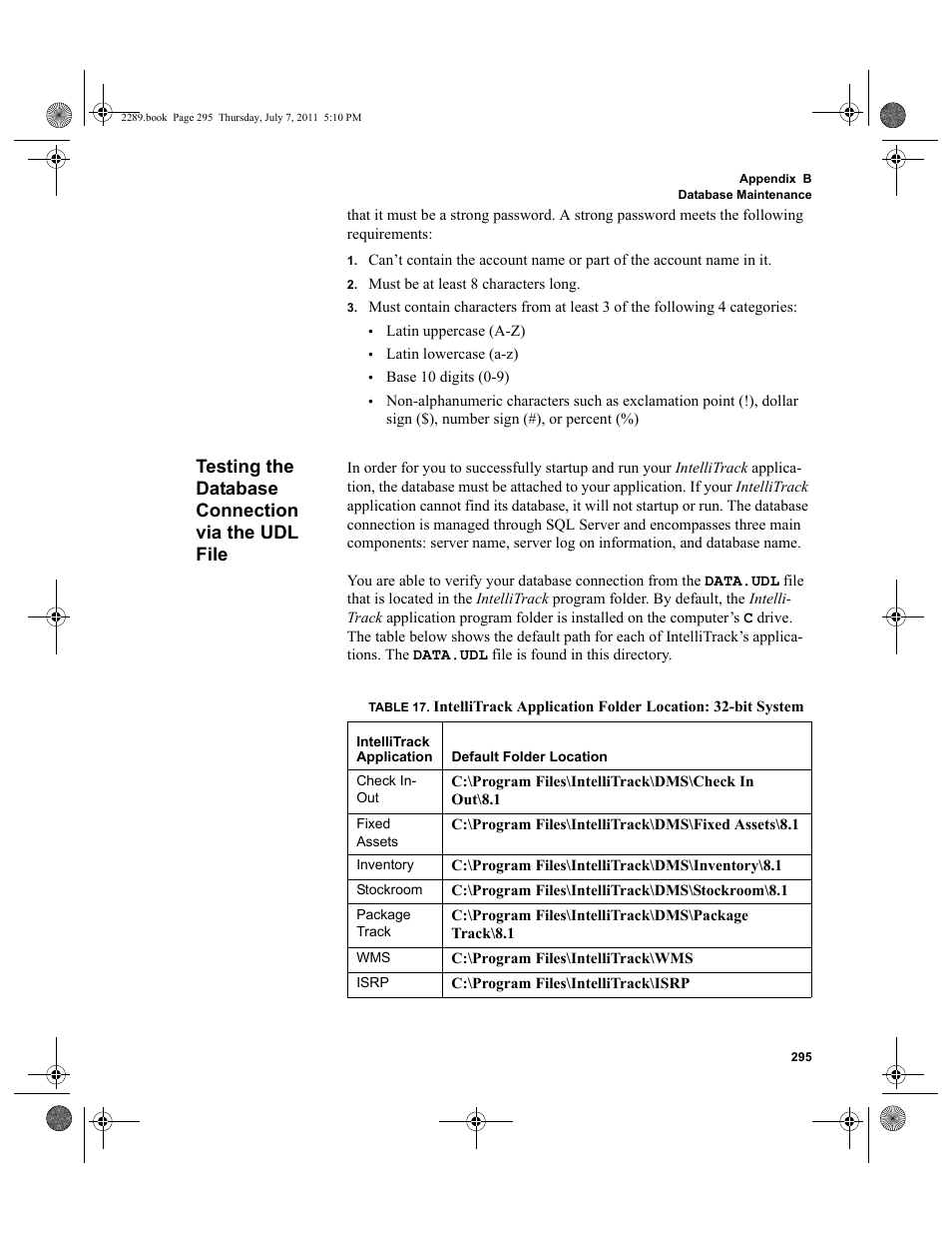 Testing the database connection via the udl file | IntelliTrack Stockroom Inventory User Manual | Page 323 / 424