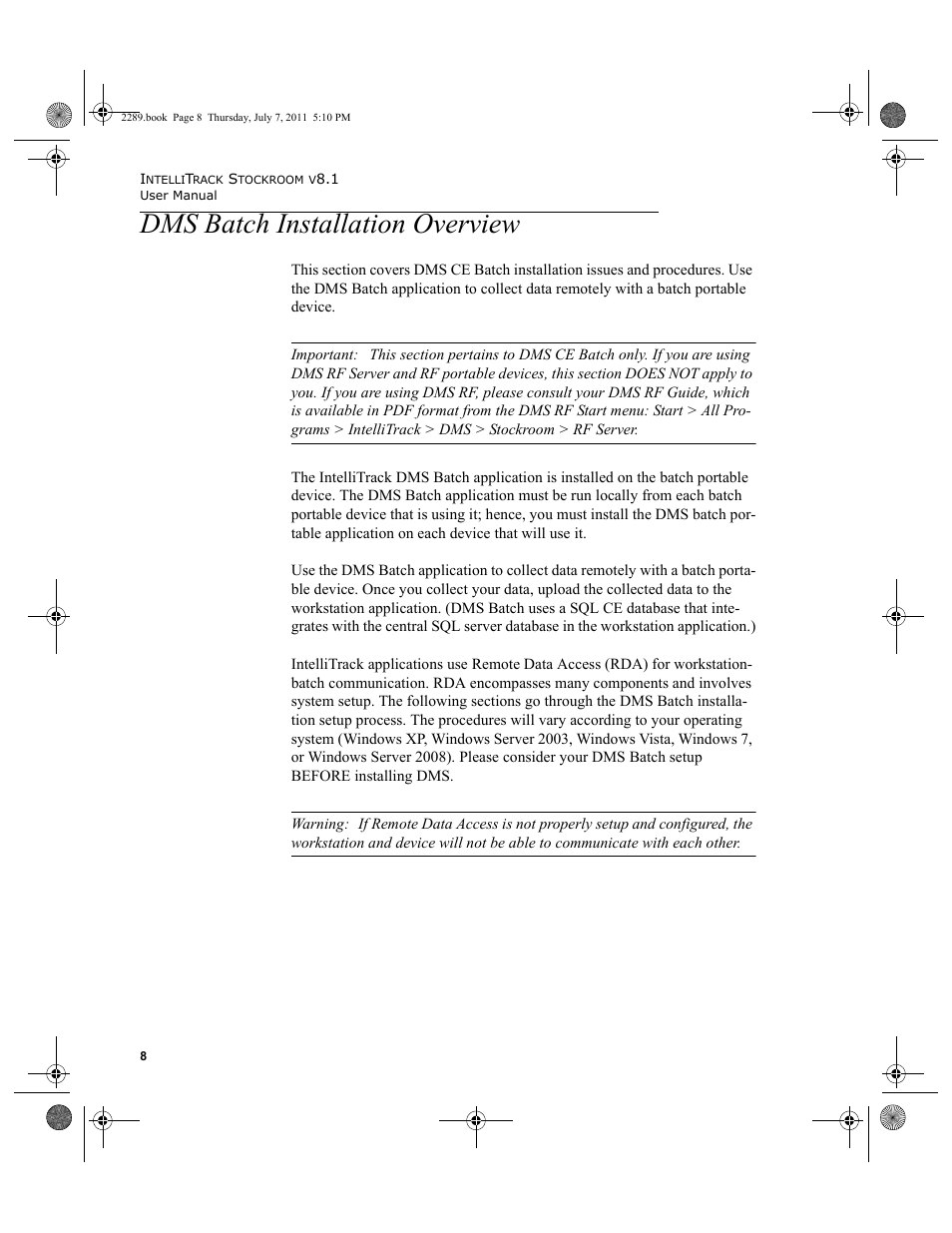 Dms batch installation overview | IntelliTrack Stockroom Inventory User Manual | Page 36 / 424