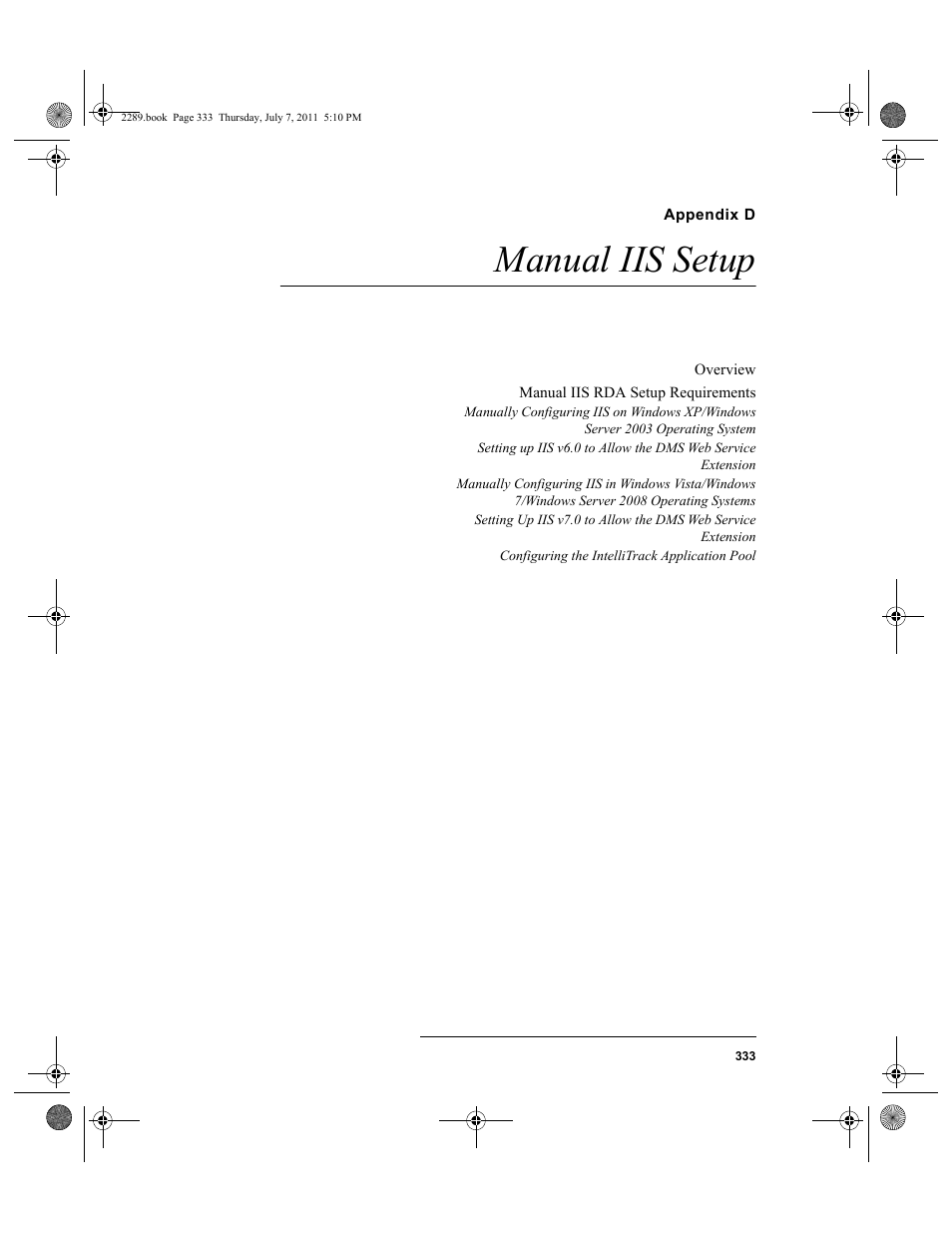 Appendix d, Manual iis setup, Appendix d: manual iis setup | Manual | IntelliTrack Stockroom Inventory User Manual | Page 361 / 424