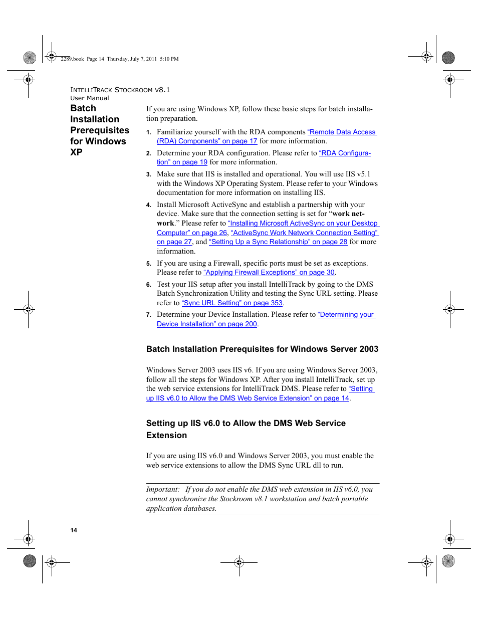 Batch installation prerequisites for windows xp | IntelliTrack Stockroom Inventory User Manual | Page 42 / 424