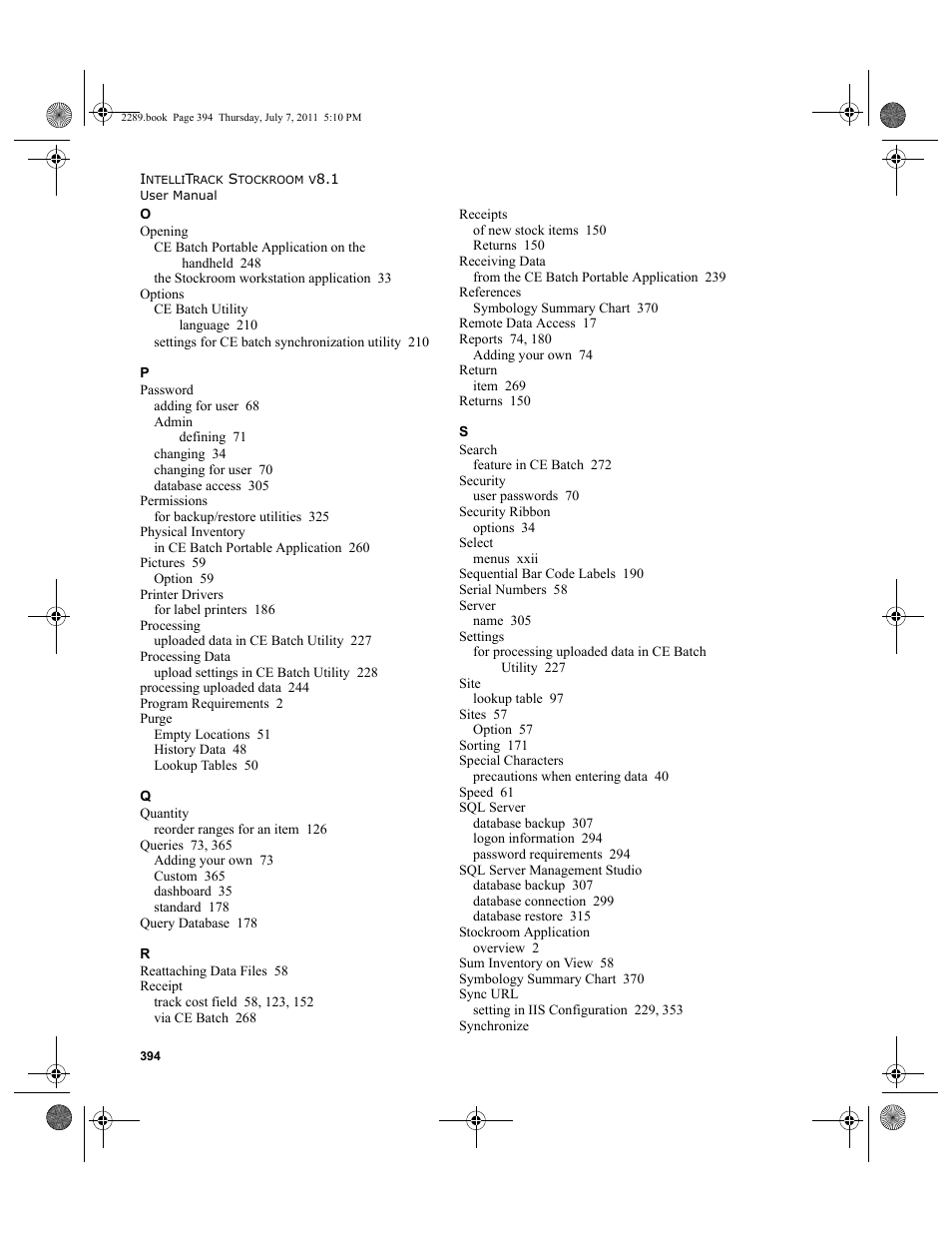 IntelliTrack Stockroom Inventory User Manual | Page 422 / 424
