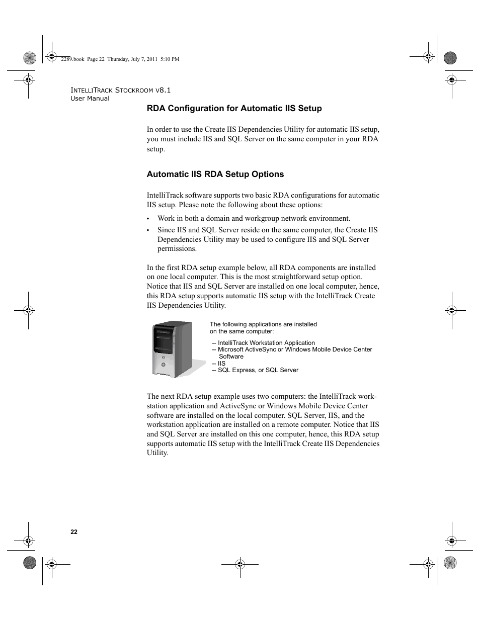 Rda configuration for automatic iis setup, Automatic iis rda setup options | IntelliTrack Stockroom Inventory User Manual | Page 50 / 424