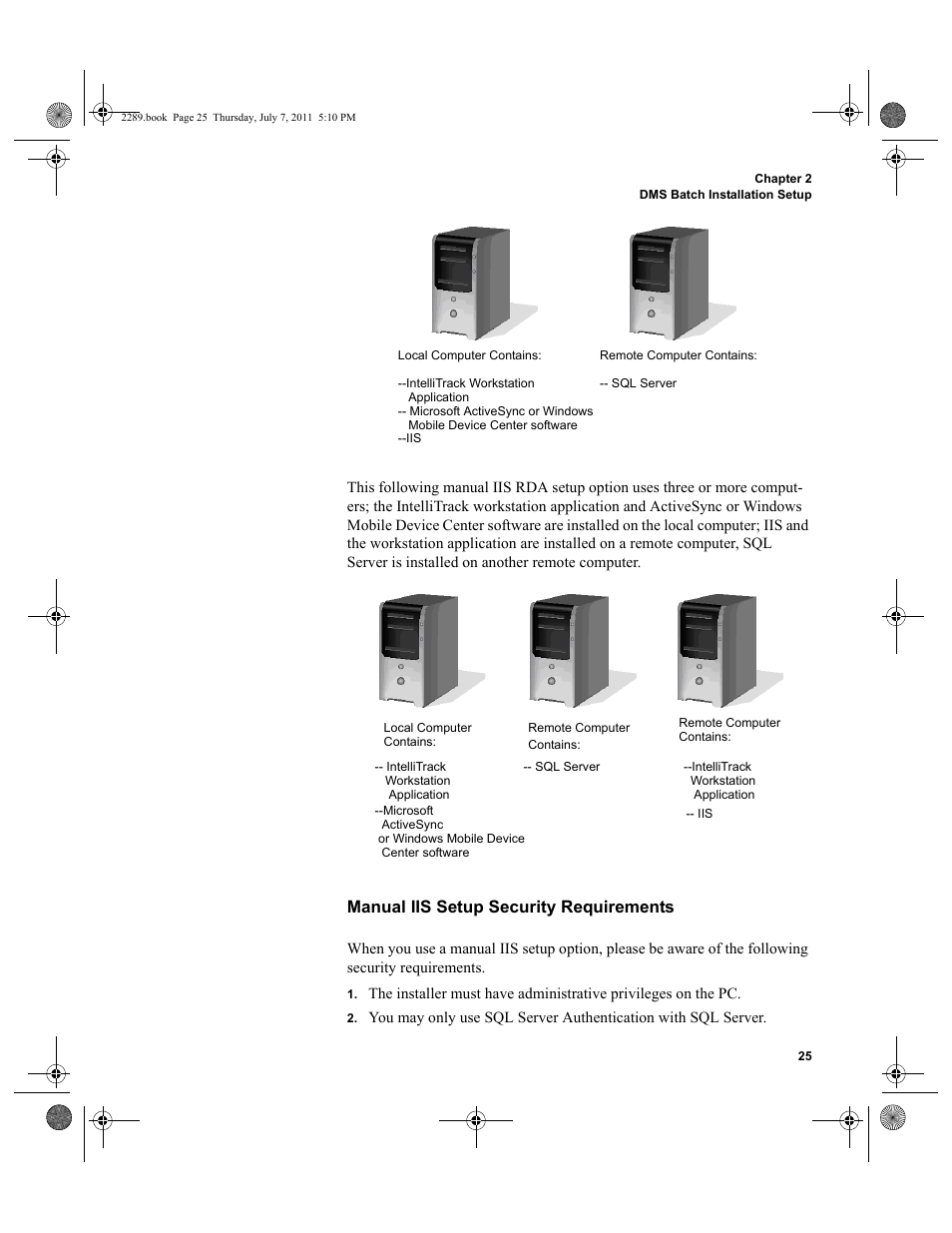 Manual iis setup security requirements, Manual iis setup, please see, Manual iis | IntelliTrack Stockroom Inventory User Manual | Page 53 / 424