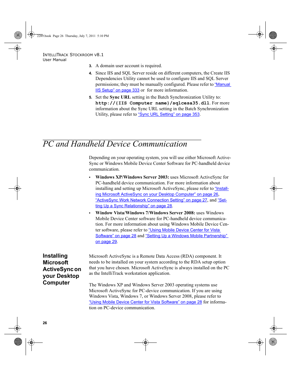 Pc and handheld device communication, Installing microsoft activesync on your desktop, Computer | IntelliTrack Stockroom Inventory User Manual | Page 54 / 424