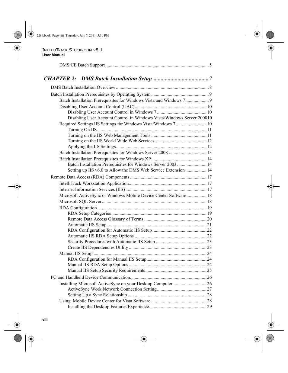 Chapter 2: dms batch installation setup | IntelliTrack Stockroom Inventory User Manual | Page 8 / 424