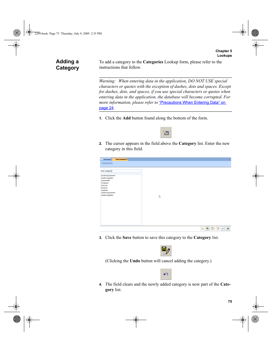 Adding a category, Adding a category 75 | IntelliTrack Stockroom Inventory User Manual | Page 103 / 380