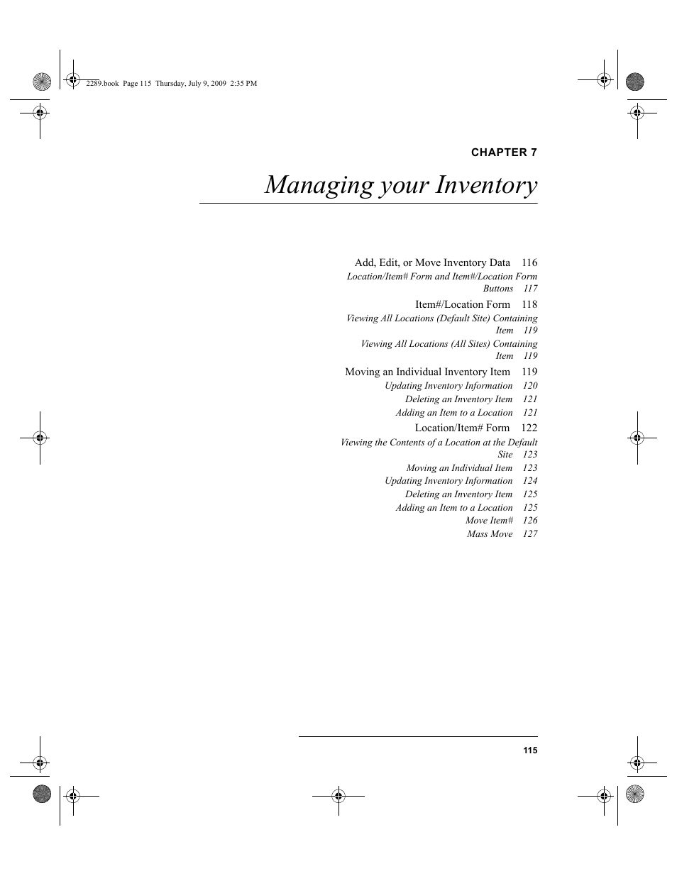 Chapter 7, Managing your inventory, Chapter 7: managing your inventory | IntelliTrack Stockroom Inventory User Manual | Page 143 / 380
