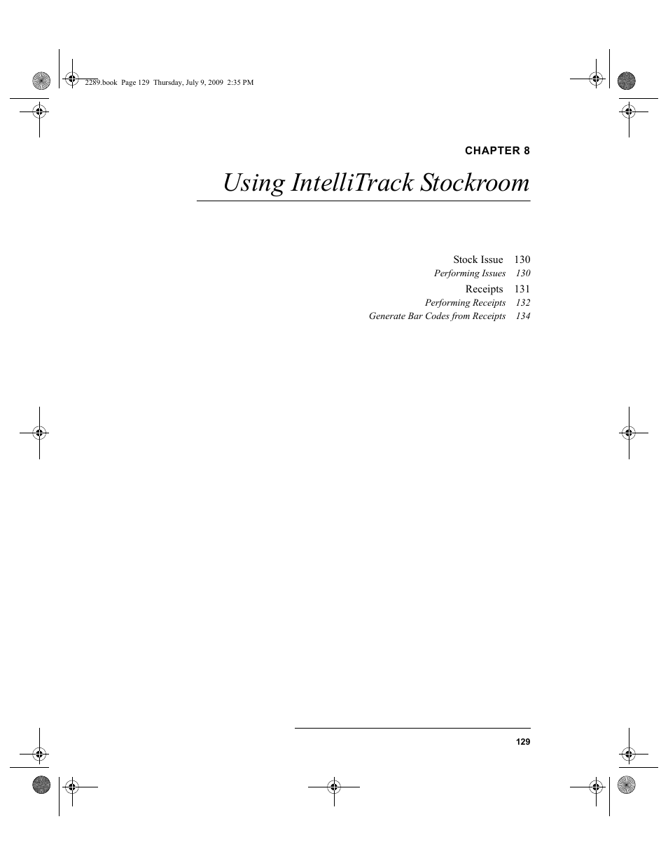 Chapter 8, Using intellitrack stockroom, Chapter 8: using intellitrack stockroom | IntelliTrack Stockroom Inventory User Manual | Page 157 / 380