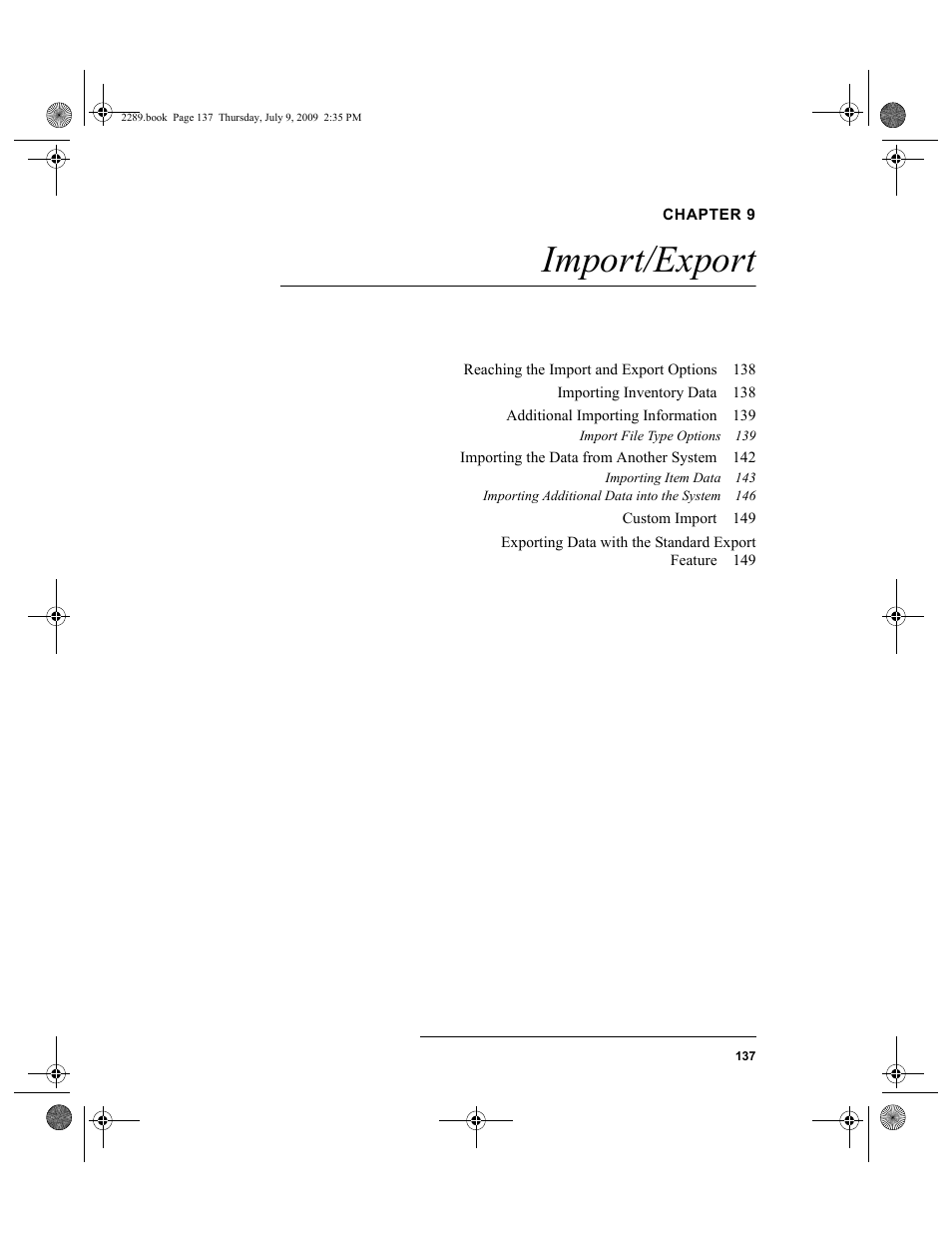 Chapter 9, Import/export, Chapter 9: import/export | IntelliTrack Stockroom Inventory User Manual | Page 165 / 380