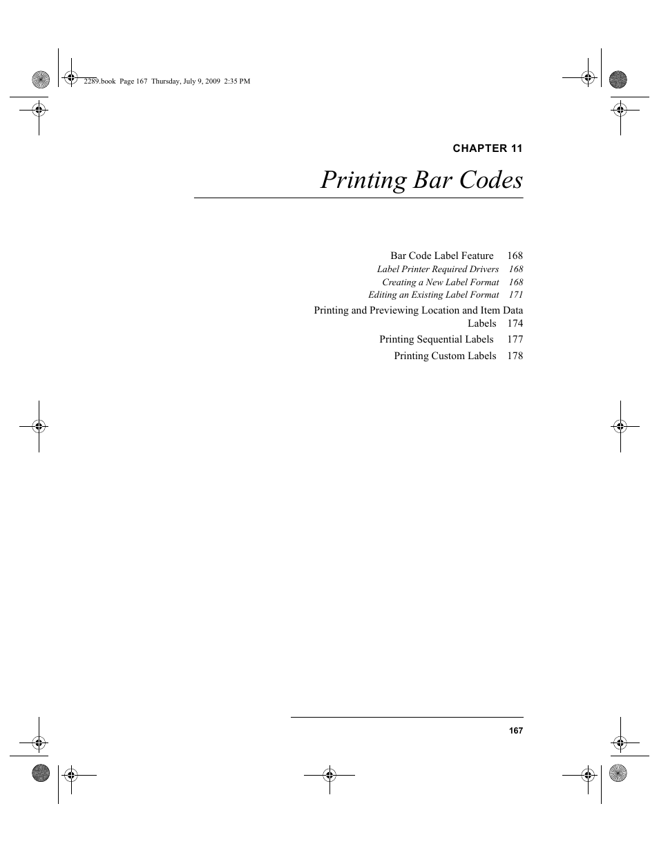 Chapter 11, Printing bar codes, Chapter 11: printing bar codes | Printing | IntelliTrack Stockroom Inventory User Manual | Page 195 / 380