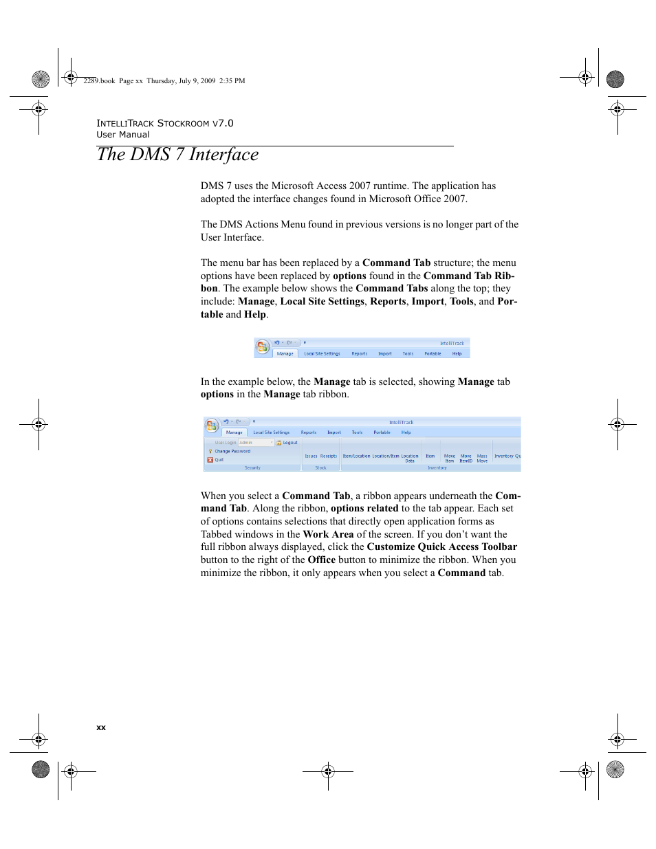 The dms 7 interface, The dms 7 interface xx | IntelliTrack Stockroom Inventory User Manual | Page 20 / 380