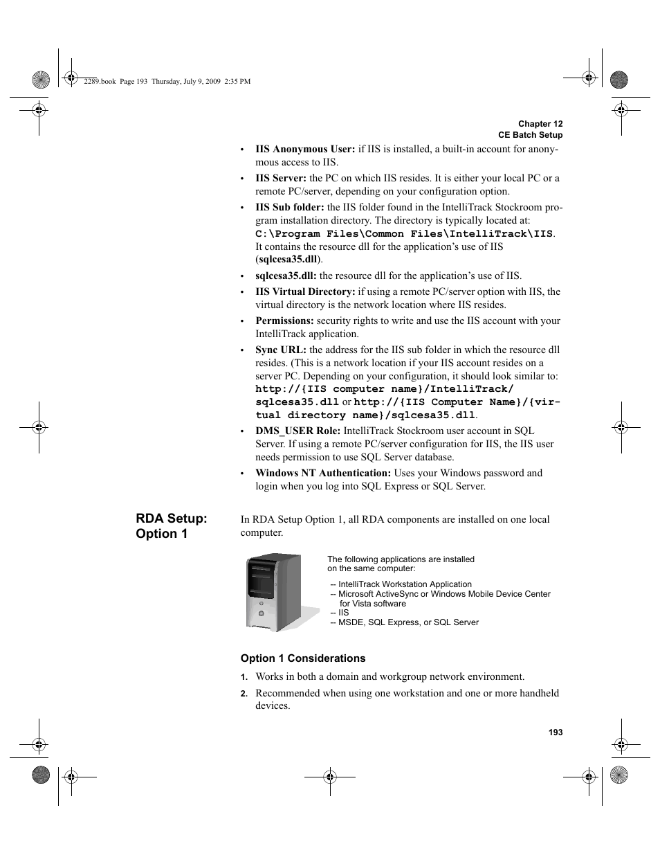Rda setup: option 1 | IntelliTrack Stockroom Inventory User Manual | Page 221 / 380