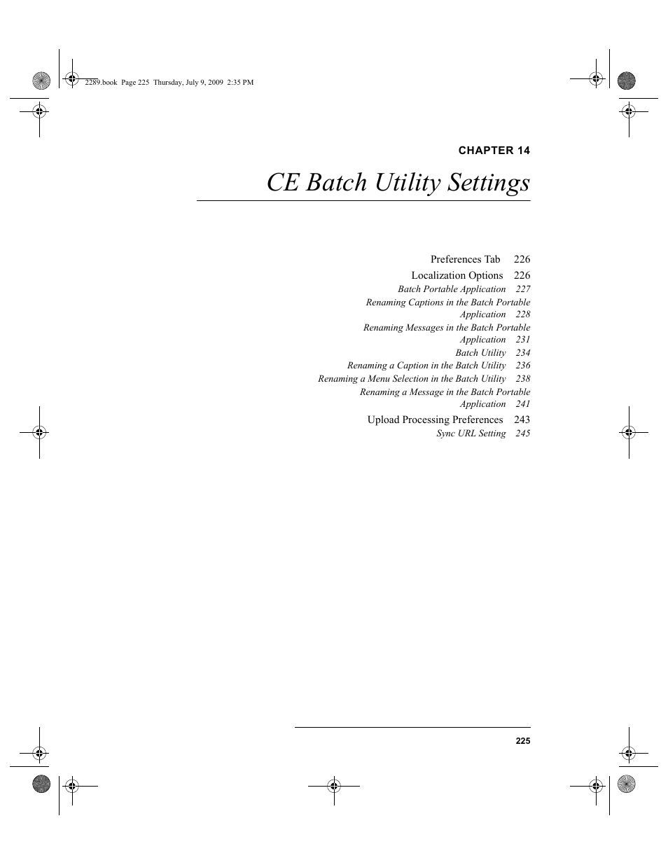 Chapter 14, Ce batch utility settings, Chapter 14: ce batch utility settings | IntelliTrack Stockroom Inventory User Manual | Page 253 / 380