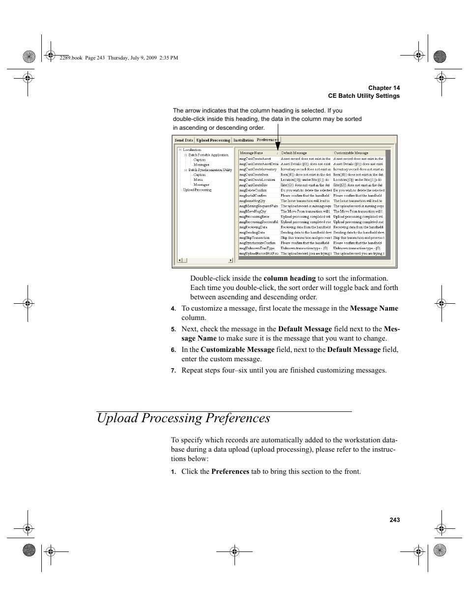 Upload processing preferences, Upload processing preferences 243 | IntelliTrack Stockroom Inventory User Manual | Page 271 / 380
