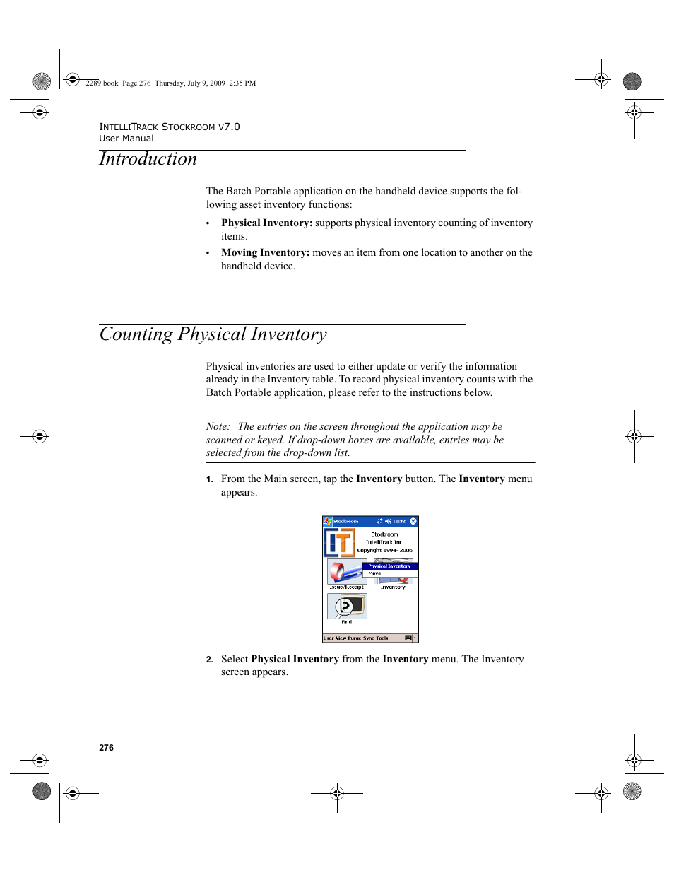 Introduction, Counting physical inventory | IntelliTrack Stockroom Inventory User Manual | Page 304 / 380