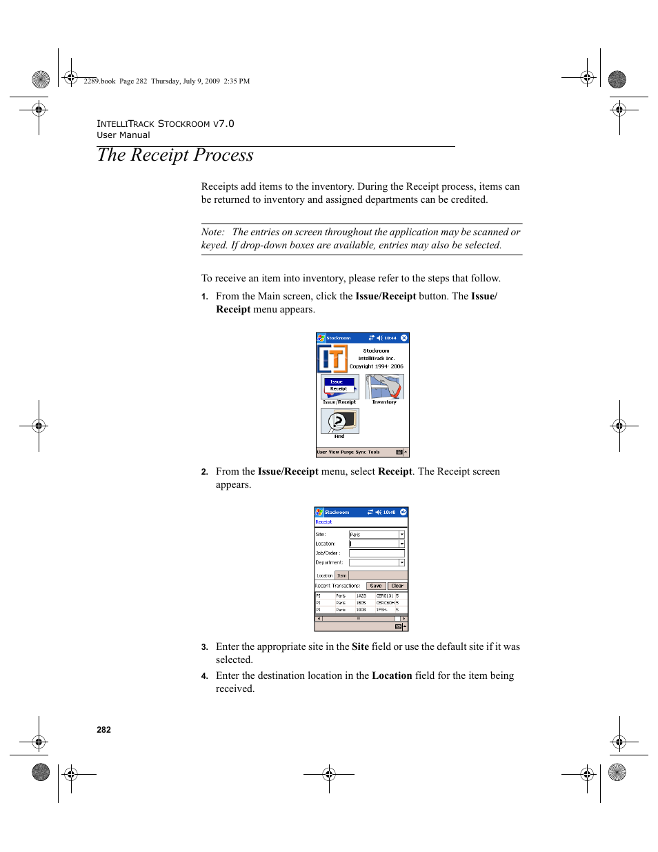 The receipt process | IntelliTrack Stockroom Inventory User Manual | Page 310 / 380