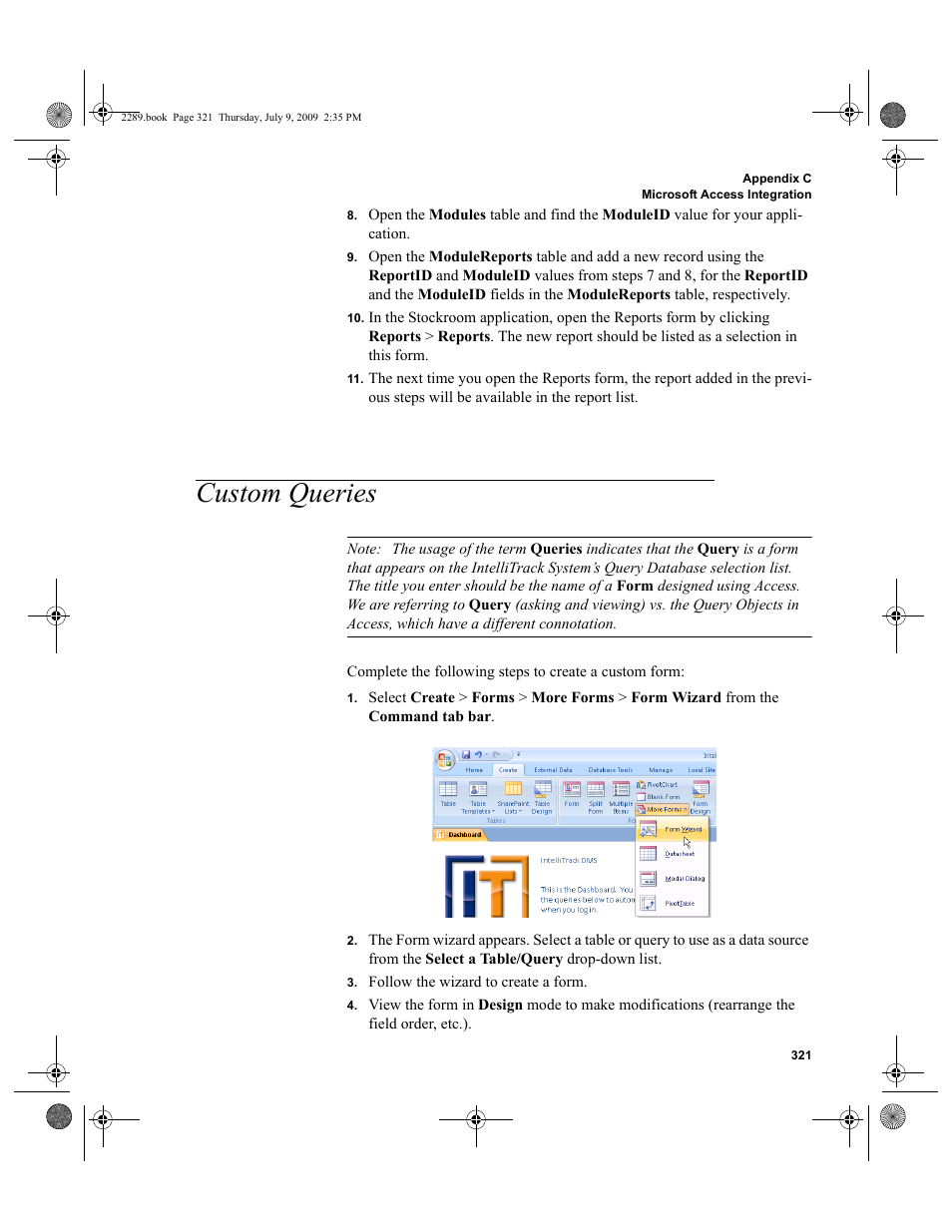 Custom queries, Custom queries 321 | IntelliTrack Stockroom Inventory User Manual | Page 349 / 380