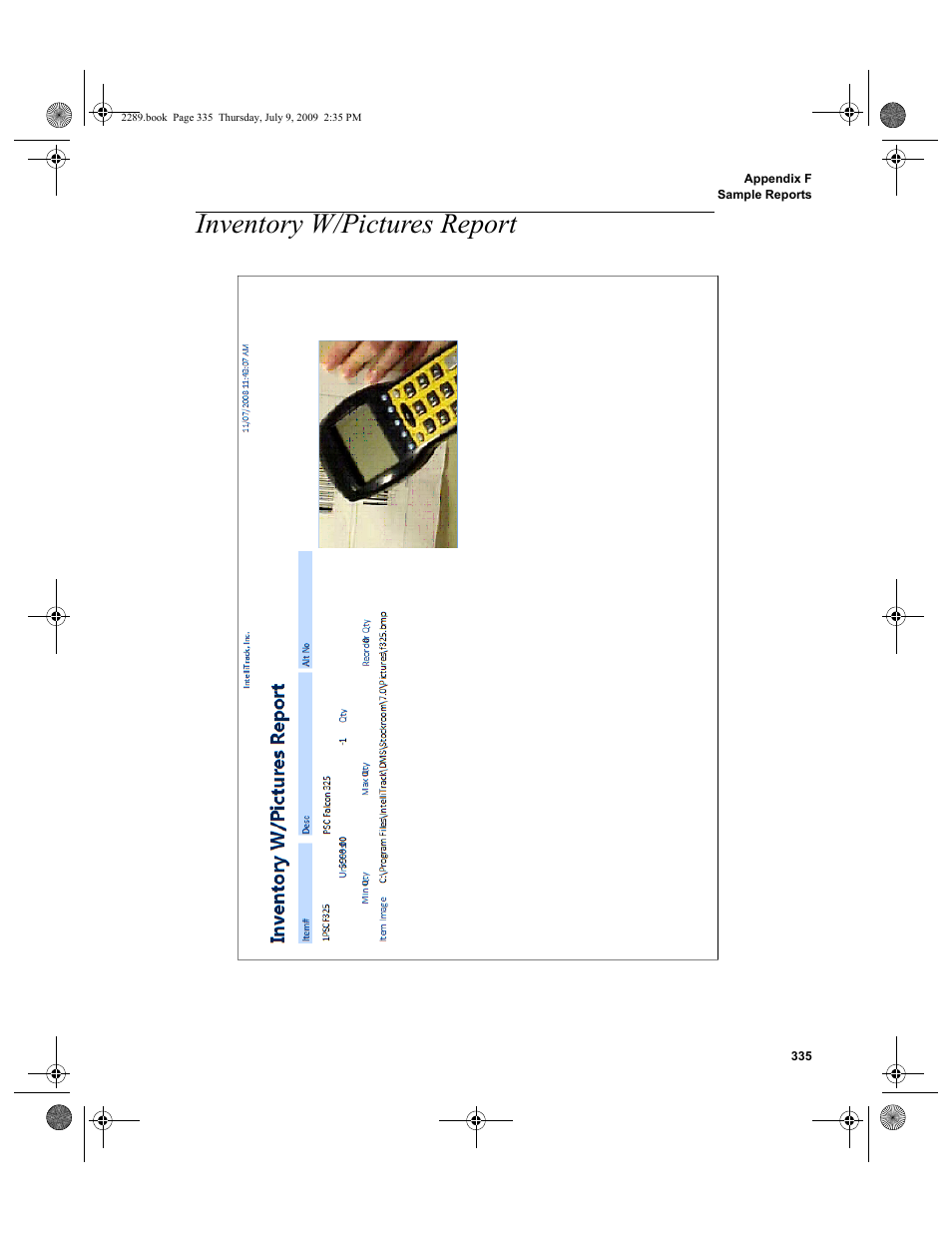 Inventory w/pictures report, Inventory w/pictures report 335 | IntelliTrack Stockroom Inventory User Manual | Page 363 / 380