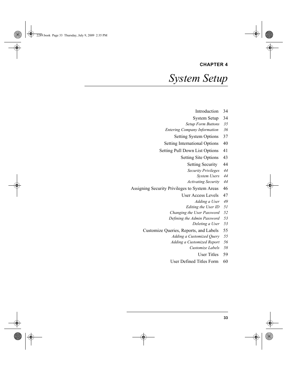 Chapter 4, System setup, Chapter 4: system setup | IntelliTrack Stockroom Inventory User Manual | Page 61 / 380