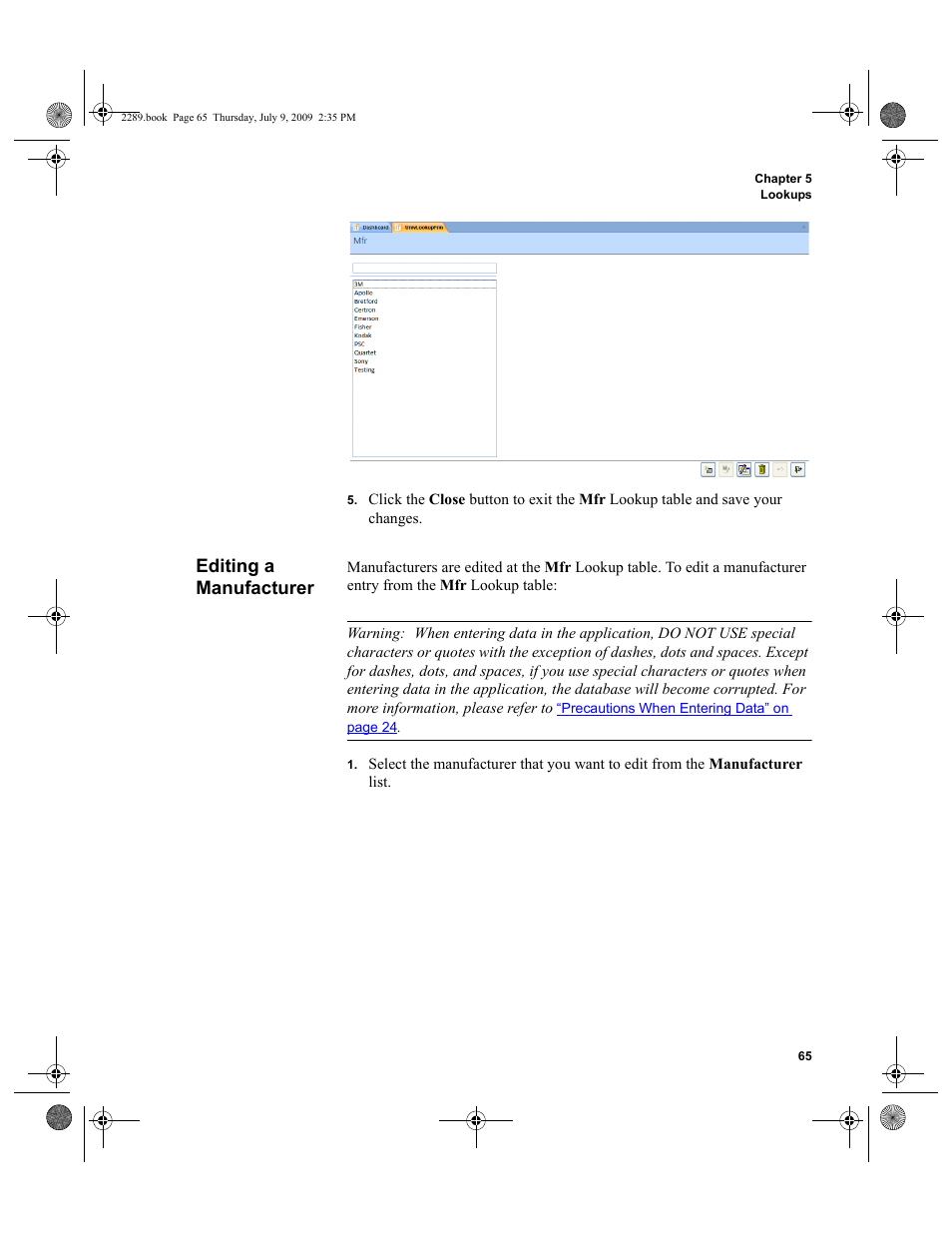 Editing a manufacturer, Editing a manufacturer 65 | IntelliTrack Stockroom Inventory User Manual | Page 93 / 380