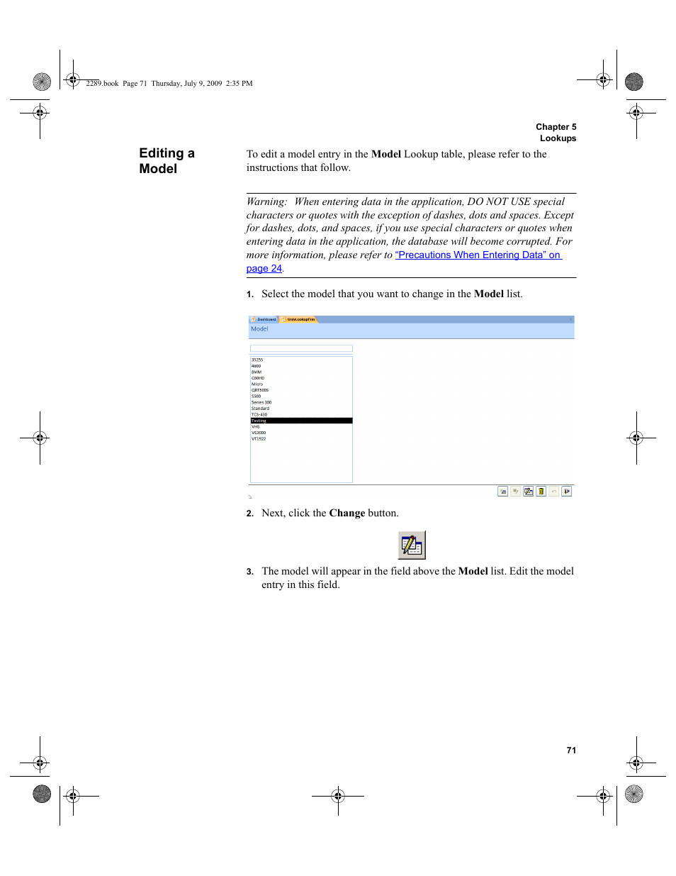 Editing a model, Editing a model 71 | IntelliTrack Stockroom Inventory User Manual | Page 99 / 380