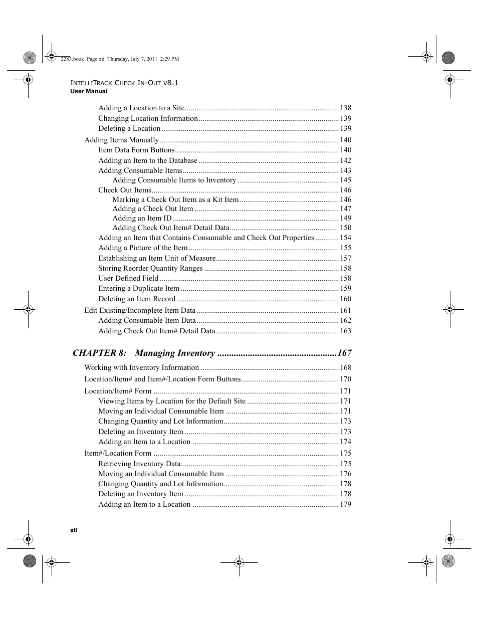 Chapter 8: managing inventory | IntelliTrack Check In/Out User Manual | Page 12 / 564