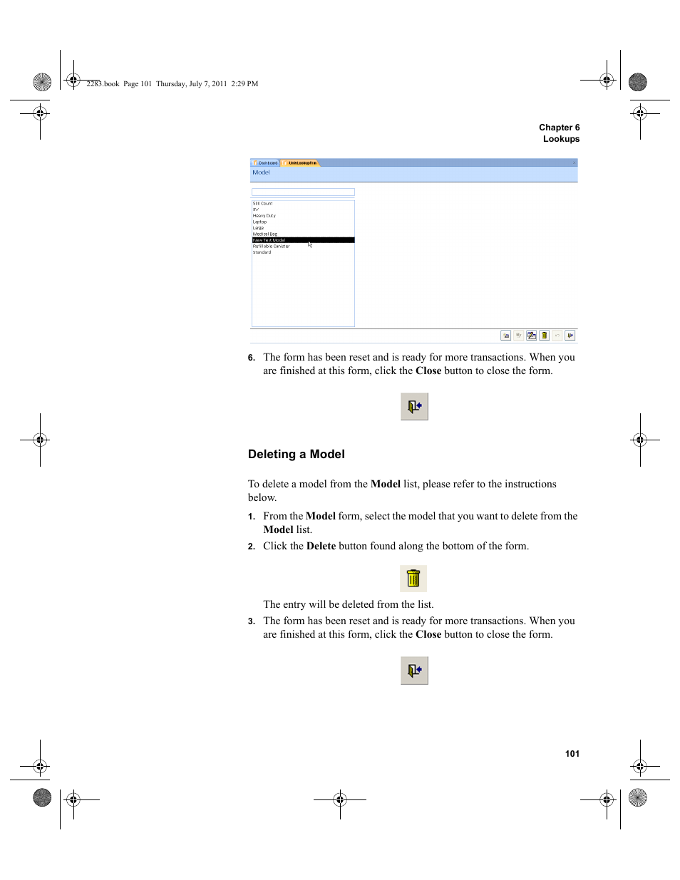 Deleting a model | IntelliTrack Check In/Out User Manual | Page 131 / 564