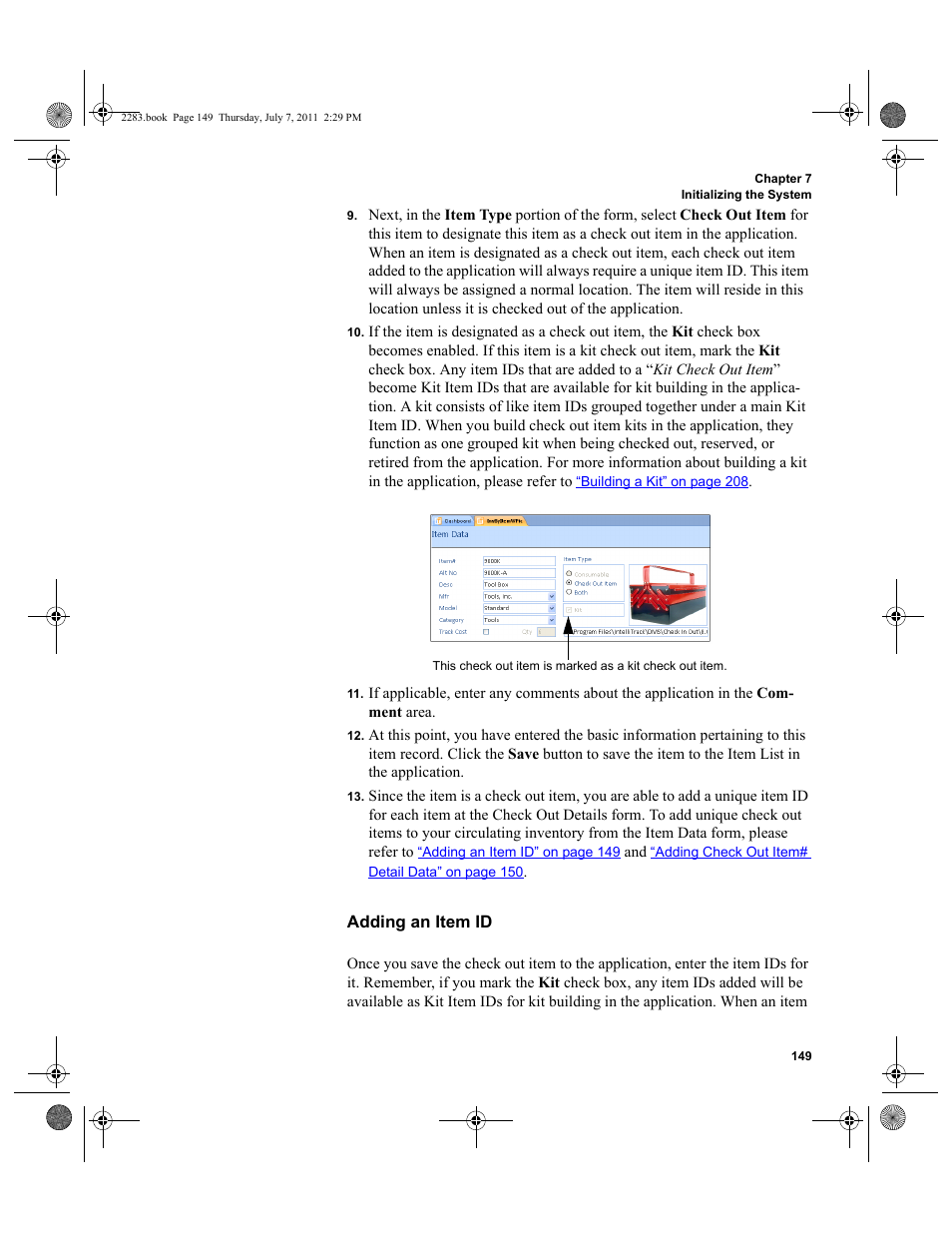 Adding an item id | IntelliTrack Check In/Out User Manual | Page 179 / 564