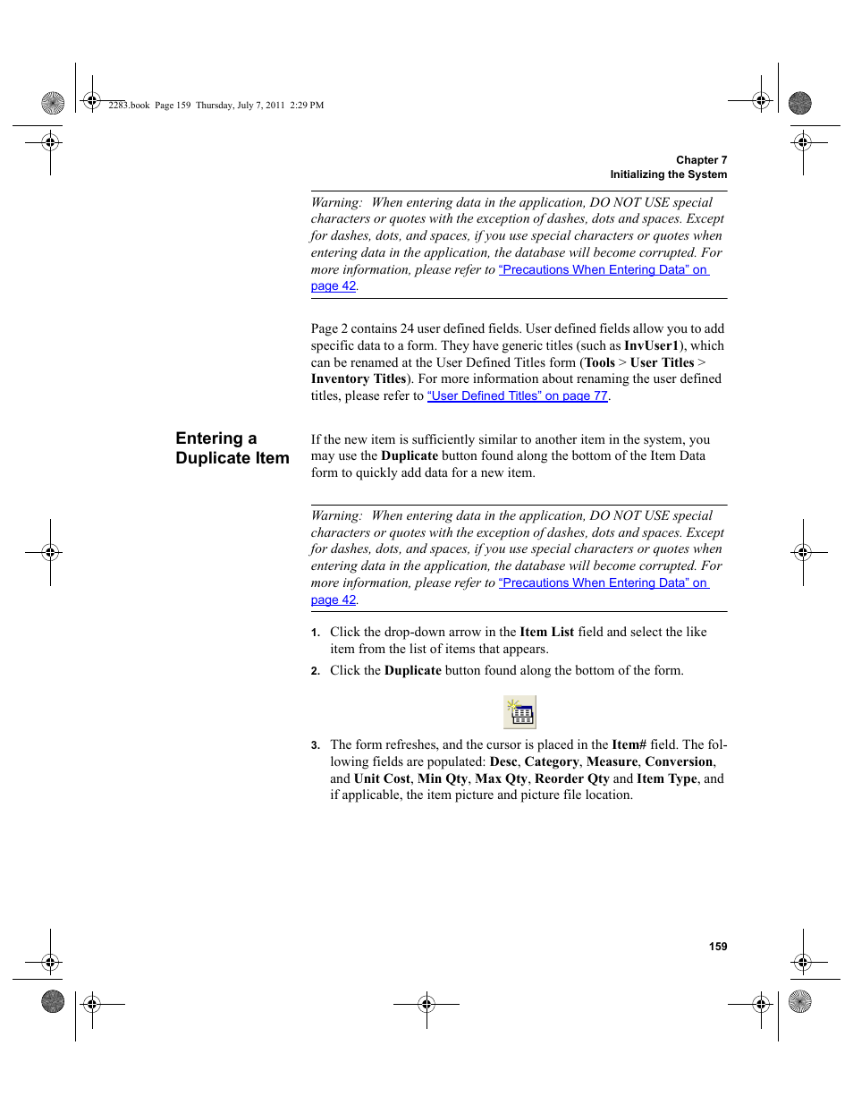 Entering a duplicate item | IntelliTrack Check In/Out User Manual | Page 189 / 564